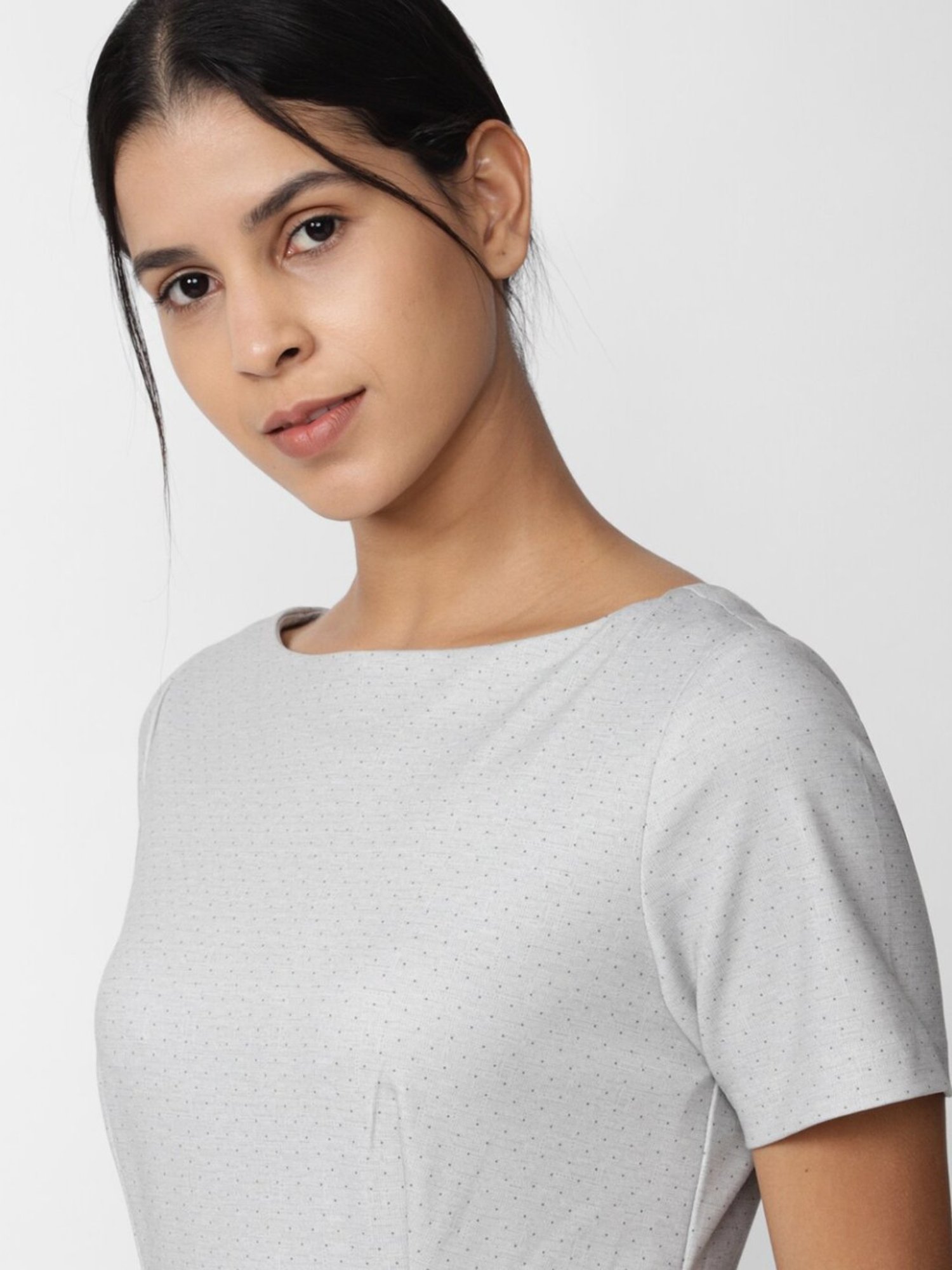 Van Heusen Grey Printed Formal Shift Dress