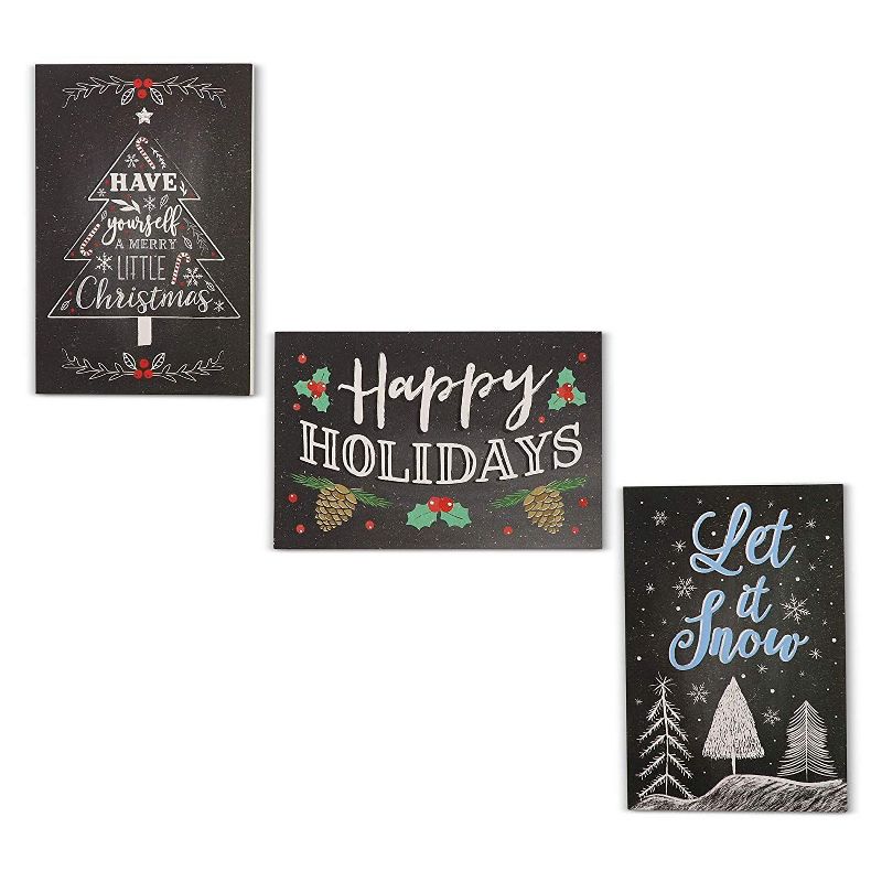 48 Pack (8 of Each) Christmas Cards with Envelopes, 4 x 6 inches, 6 Assorted Chalkboard Designs Merry Xmas Festive Themed Greeting Cards