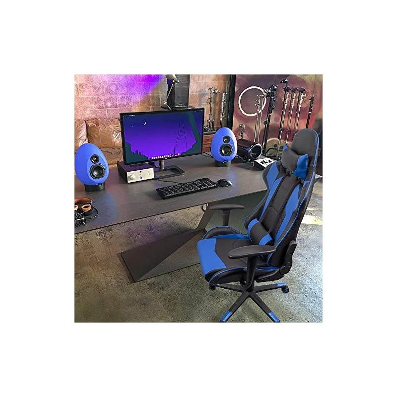 Gaming Chair Office Chair High Back Computer Chair Leather Desk Chair Racing Executive Ergonomic Adjustable Swivel Task Chair with Headrest and Lumbar Support (Blue)