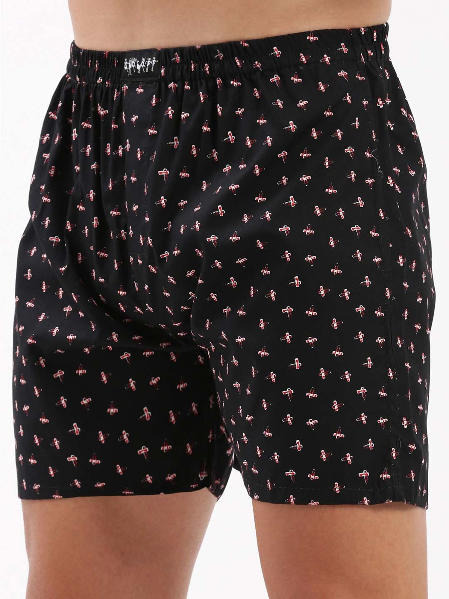 SHOWOFF Black Slim Fit Printed Cotton Boxers