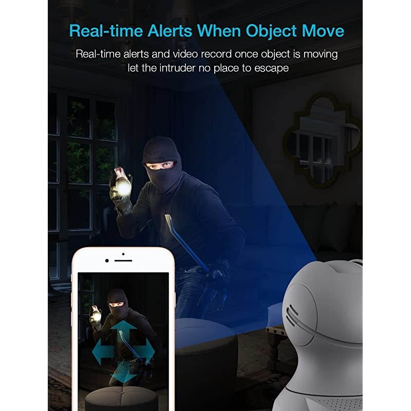 Baby Monitor WiFi Smartphone,  WiFi Baby Monitor with Camera and Audio, Pet Camera with Cloud Storage Two Way Audio Remote Viewing Pan Tilt Zoom Night Vision Motion Detect for Indoor Home