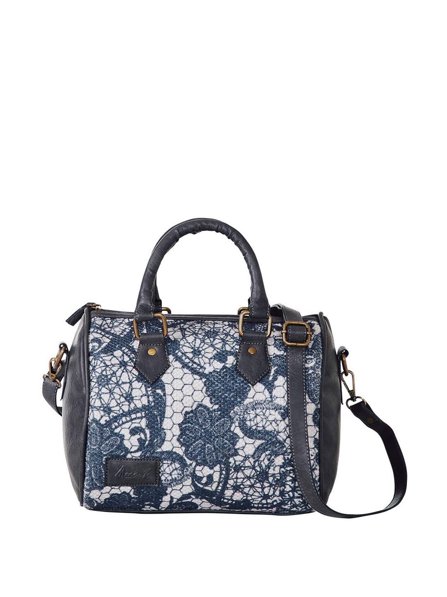 Mona B Grey Printed Medium Handbag
