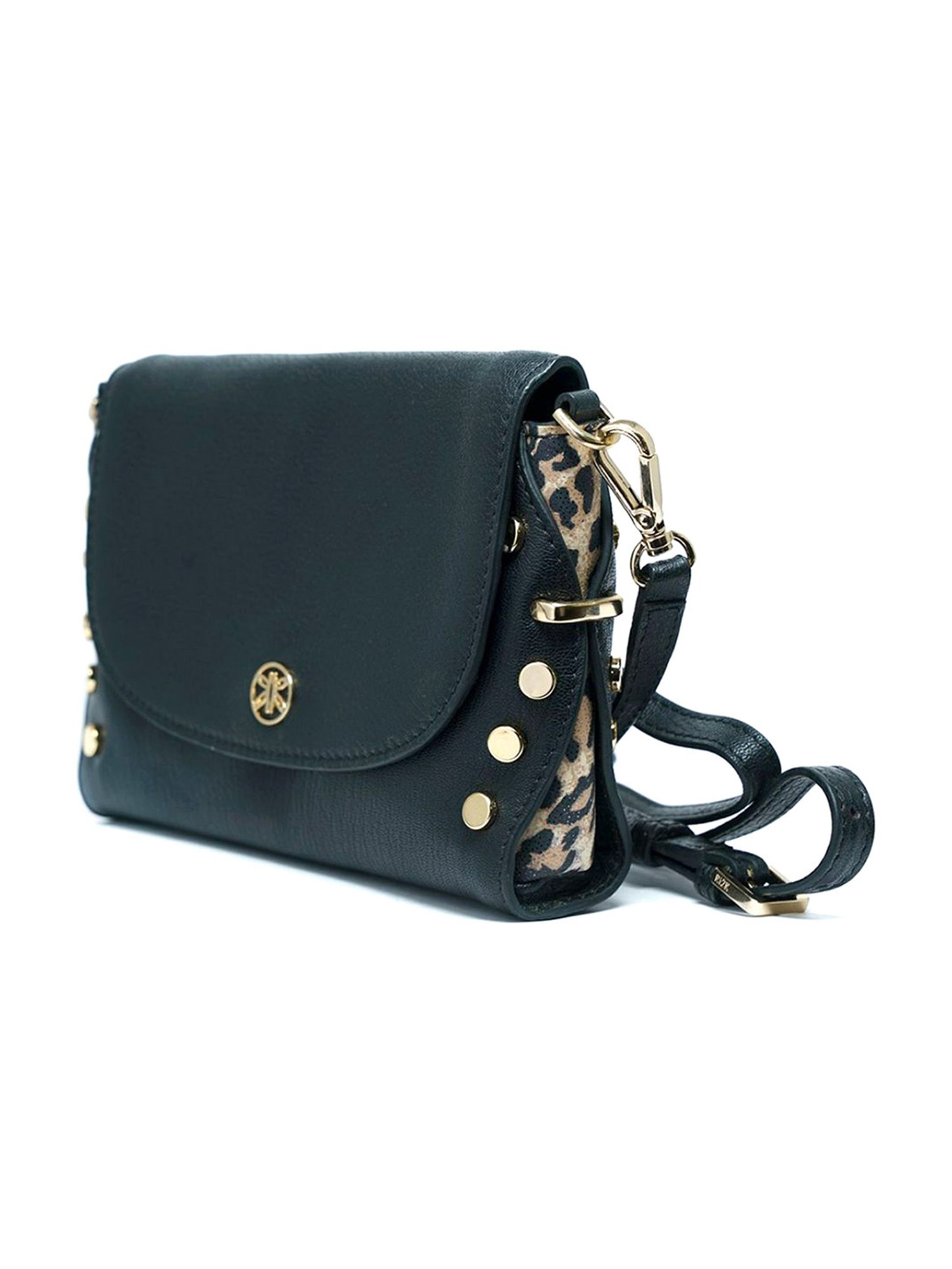 RI2K London Black Leather Small Cross Body Bag