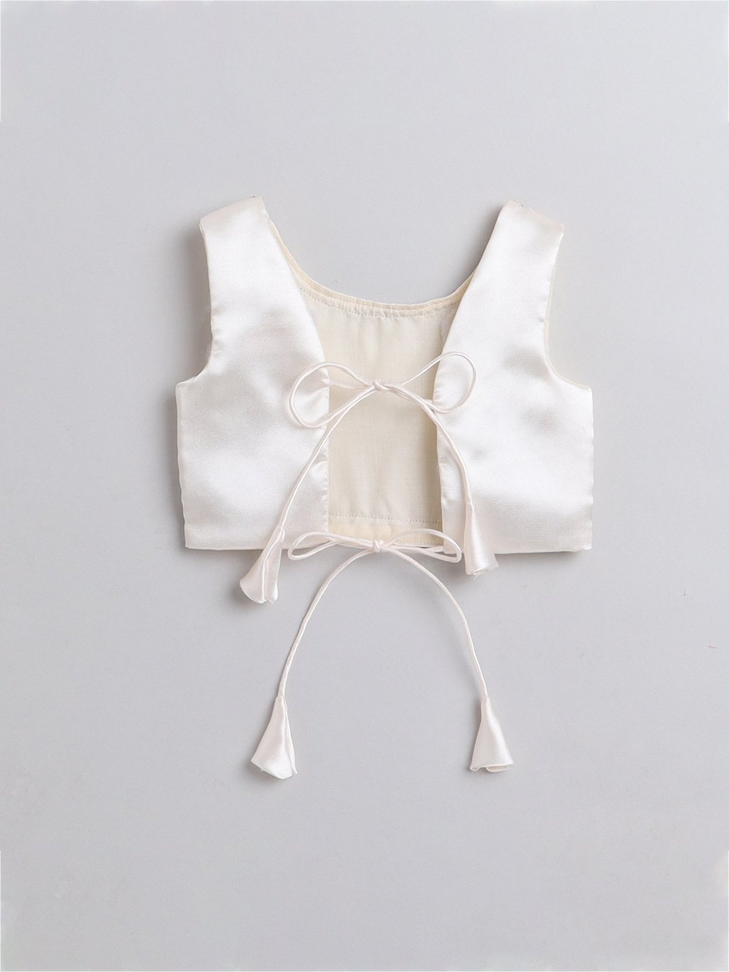 Many Frocks Kids Cream Embellished Lehenga, Choli with Dupatta