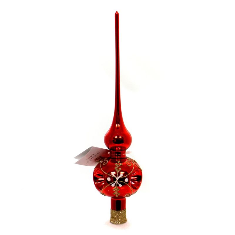 Golden Bell Collection 11.25" Red Treetopper W/Gold Design Finial Reflector  -  Tree Toppers