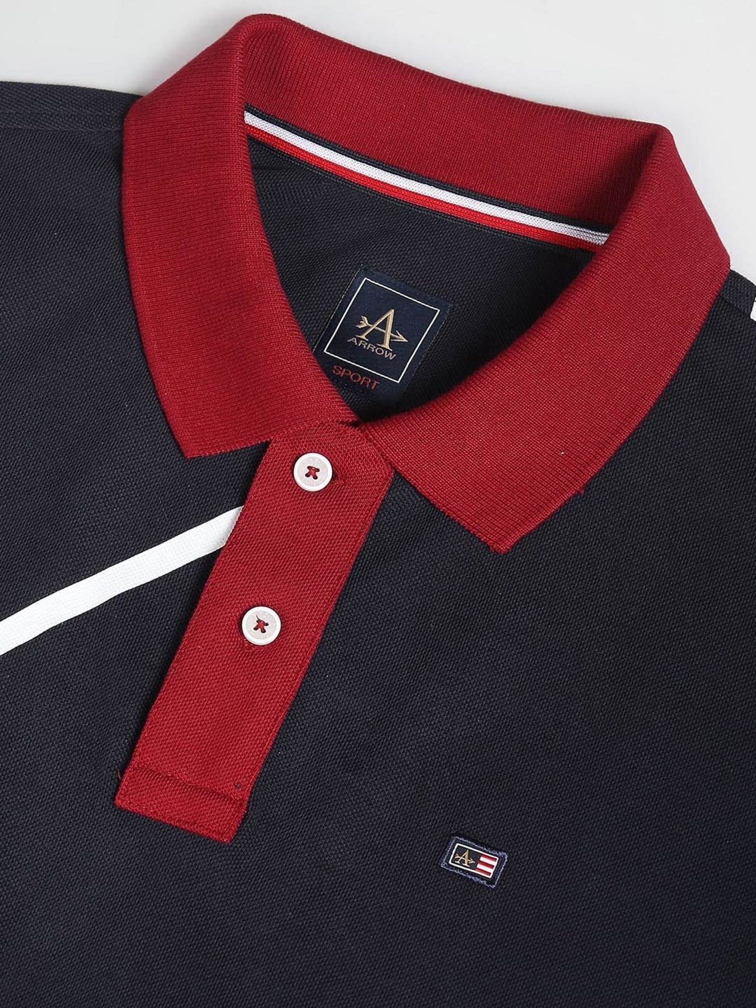 Arrow Sport Blue Cotton Regular Fit Printed Polo T-Shirt