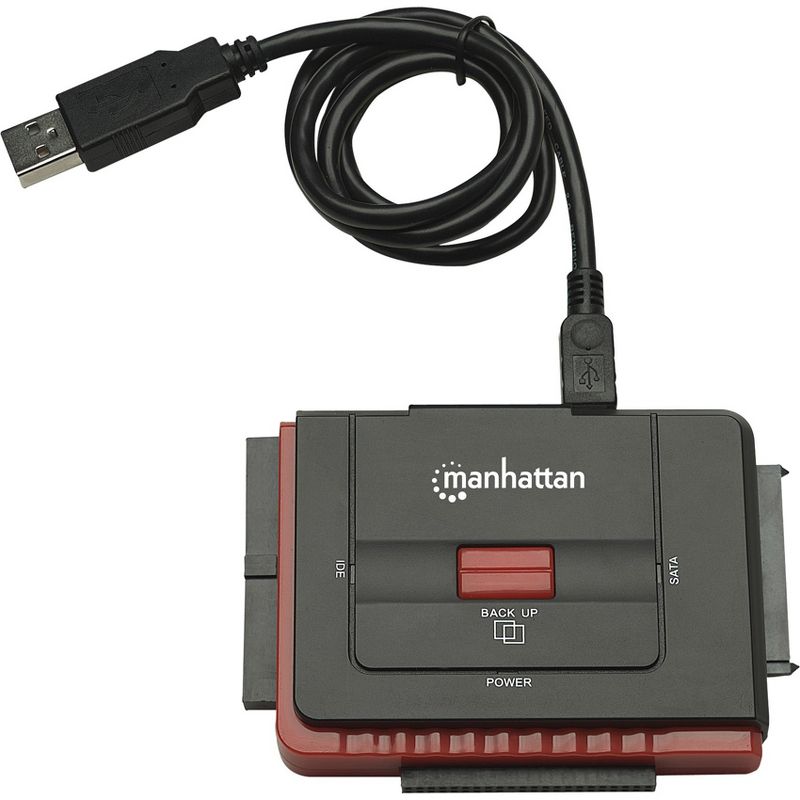 Manhattan 3-in-1 Hi-Speed USB to SATA/IDE Adapter - Transfers data between SATA and IDE external drives when both are simultaneously attached