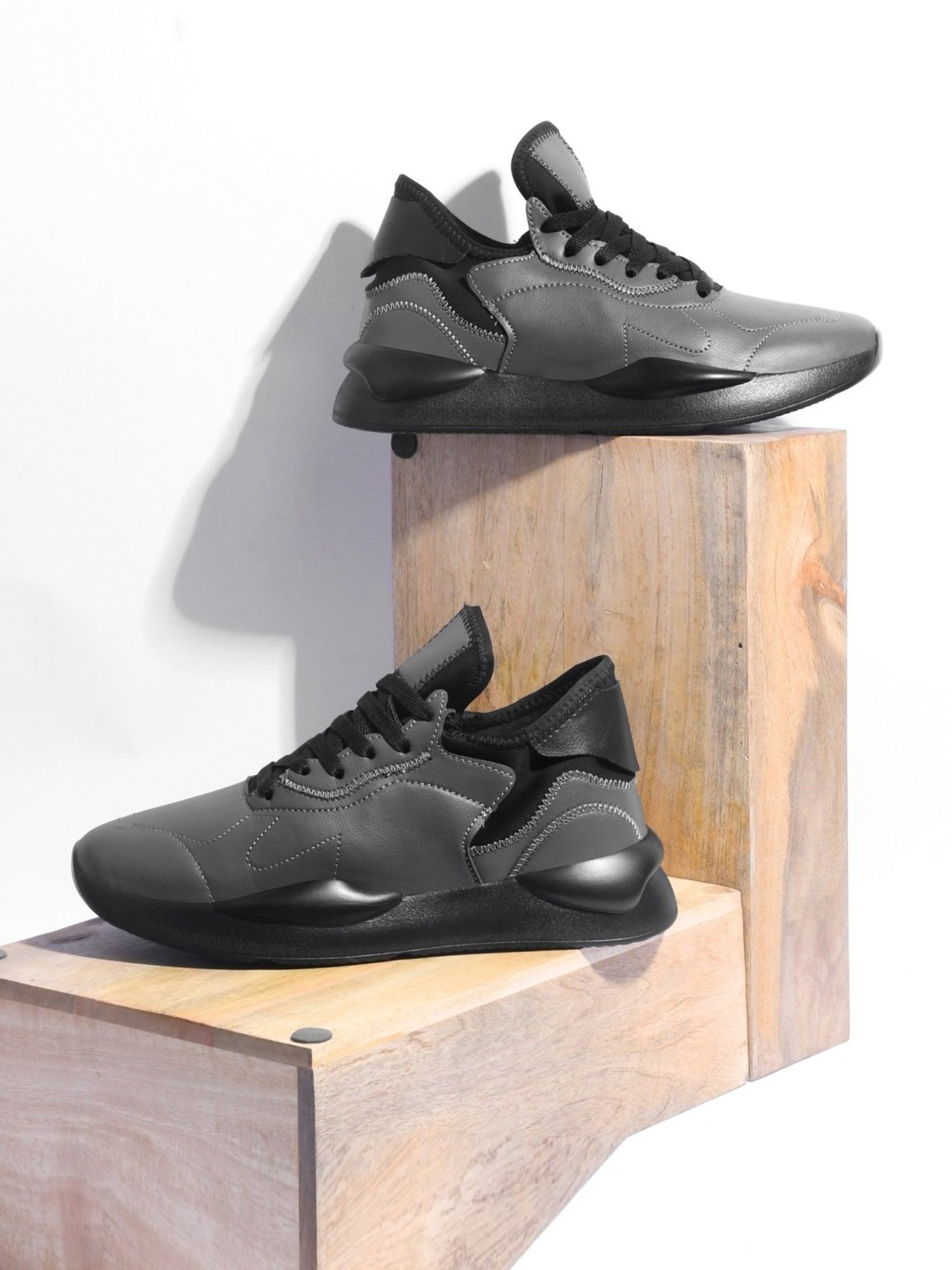 The White Pole Men's Dark Grey Casual Sneakers