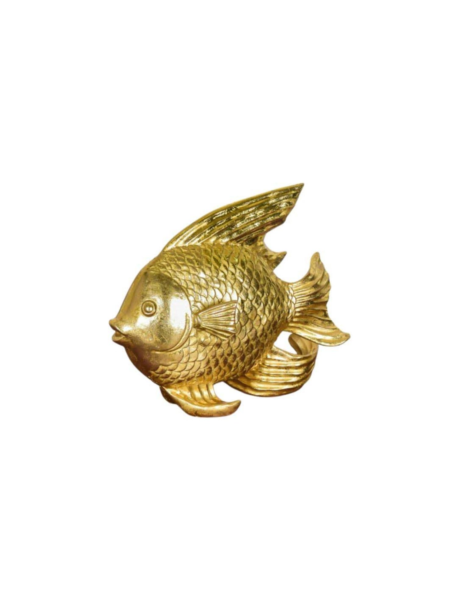 Nestasia Artisanal Intricate Textured Golden Lustre Resin Fish Table Decor With Anti Skid Base 11 "