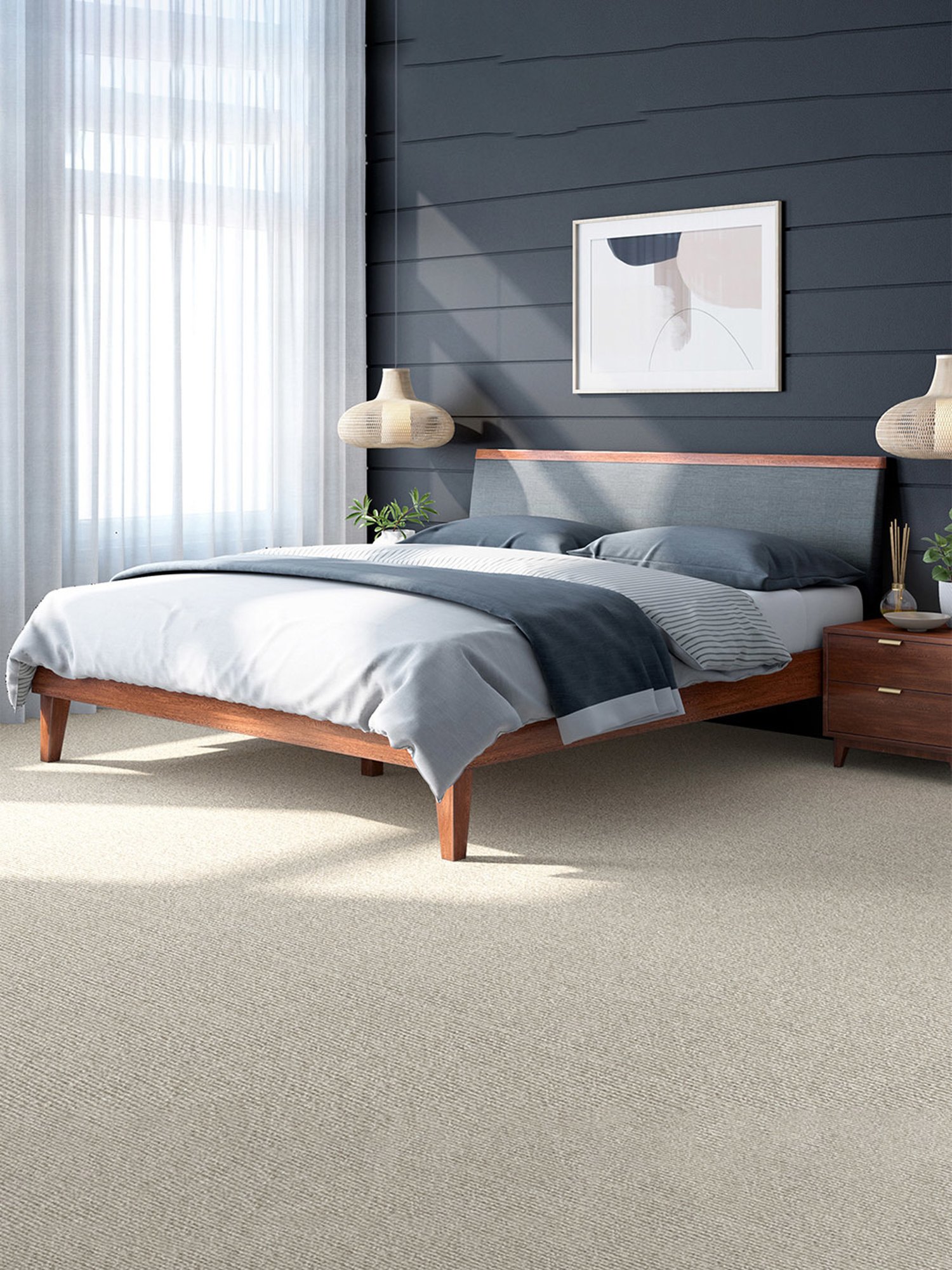 Pure Garren Solid Wood King Size Bed in Brown Finish