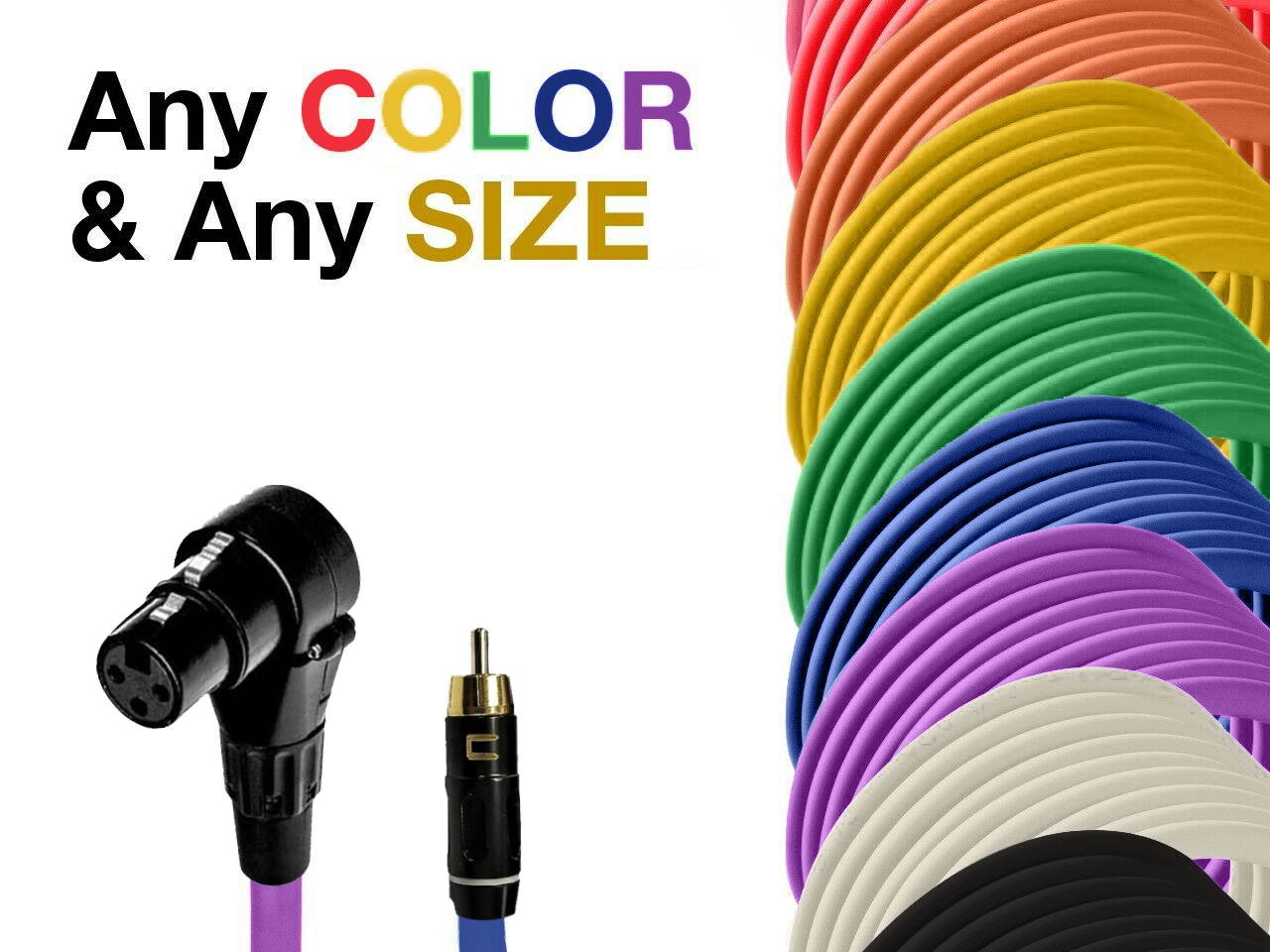 Right Angle 3-Pin XLR Female to RCA Male Unbalanced Cable - Custom Length, Color