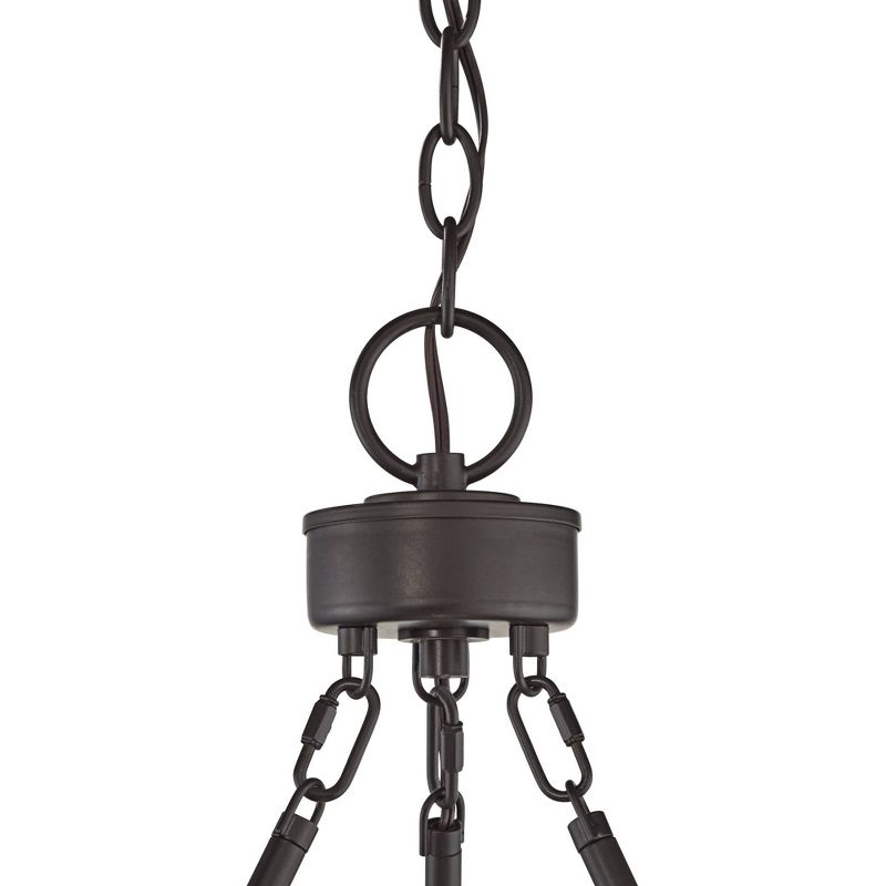 Franklin Iron Works Bronze Wagon Wheel Chandelier 27" Wide Farmhouse 6-Light Fixture for Dining Room House Foyer Kitchen Entryway