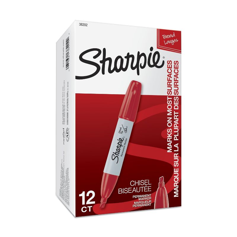 Sharpie Permanent Marker 5.3mm Chisel Tip Red Dozen 38202