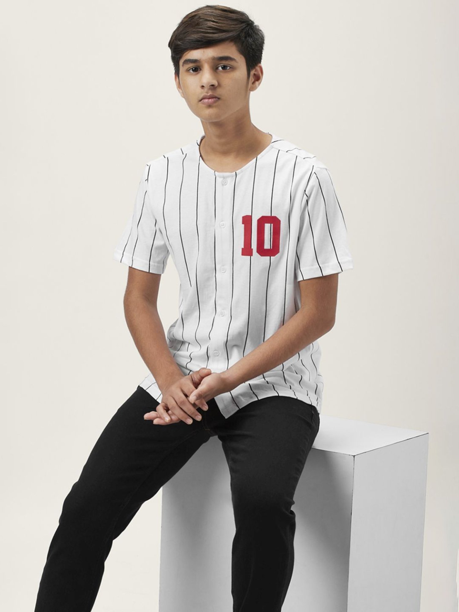 Coolsters by Pantaloons Kids White Cotton Striped Shirt