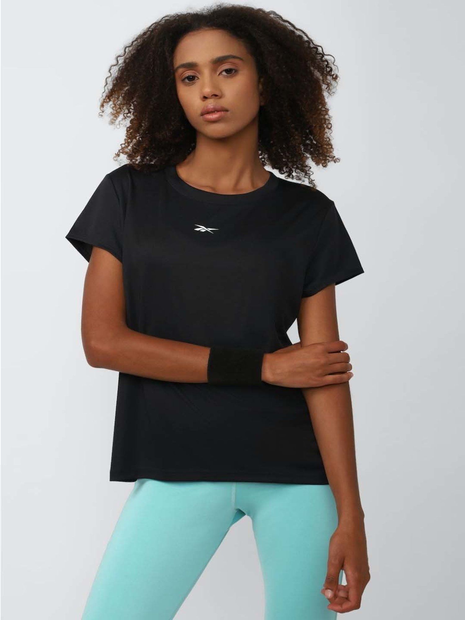 Reebok Black Slim Fit Sports T-Shirt