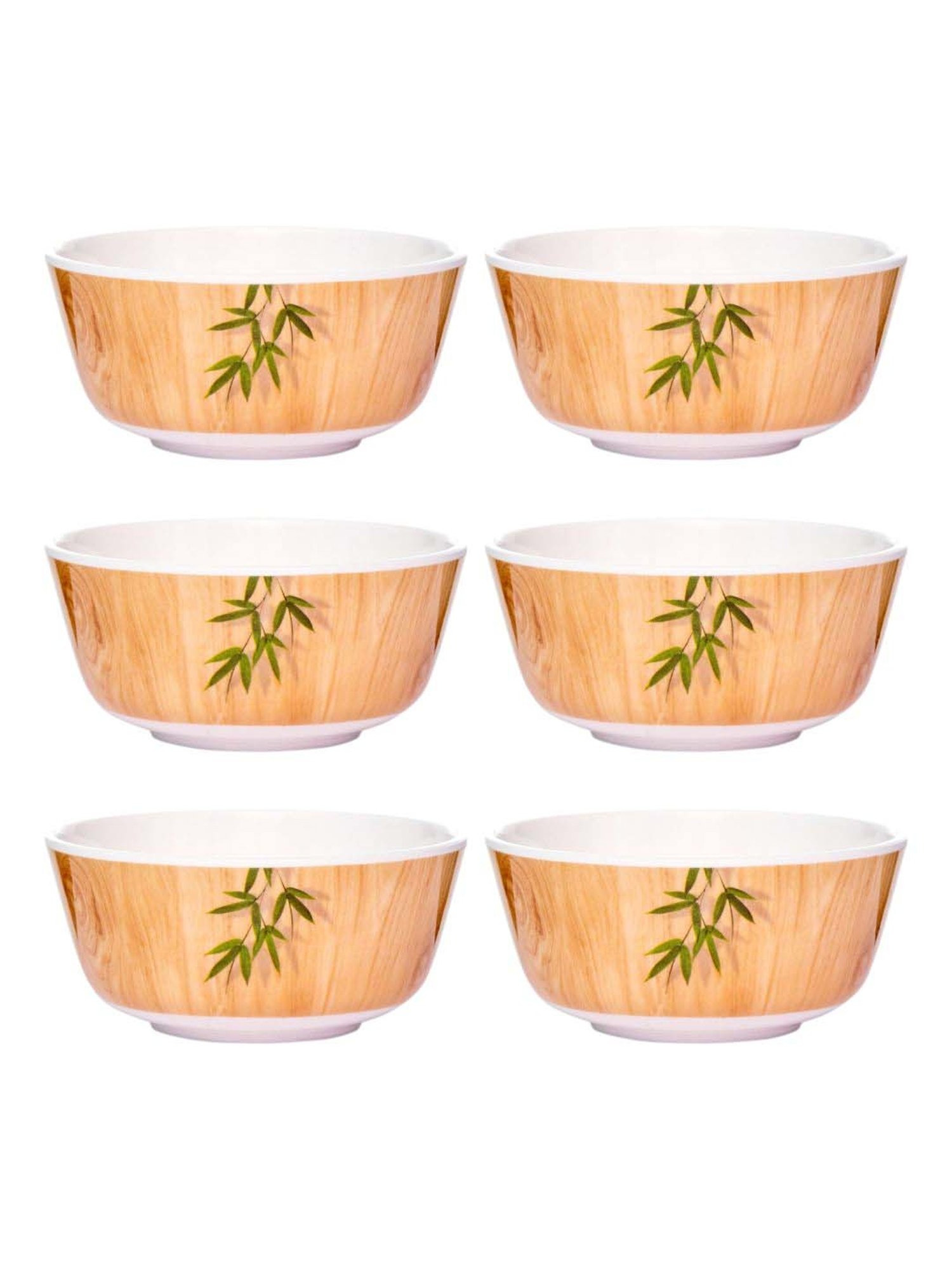 Servewell Bamboo Delite Melamine 10.5 cm Veg Bowl (0.24 L) - Set of 6