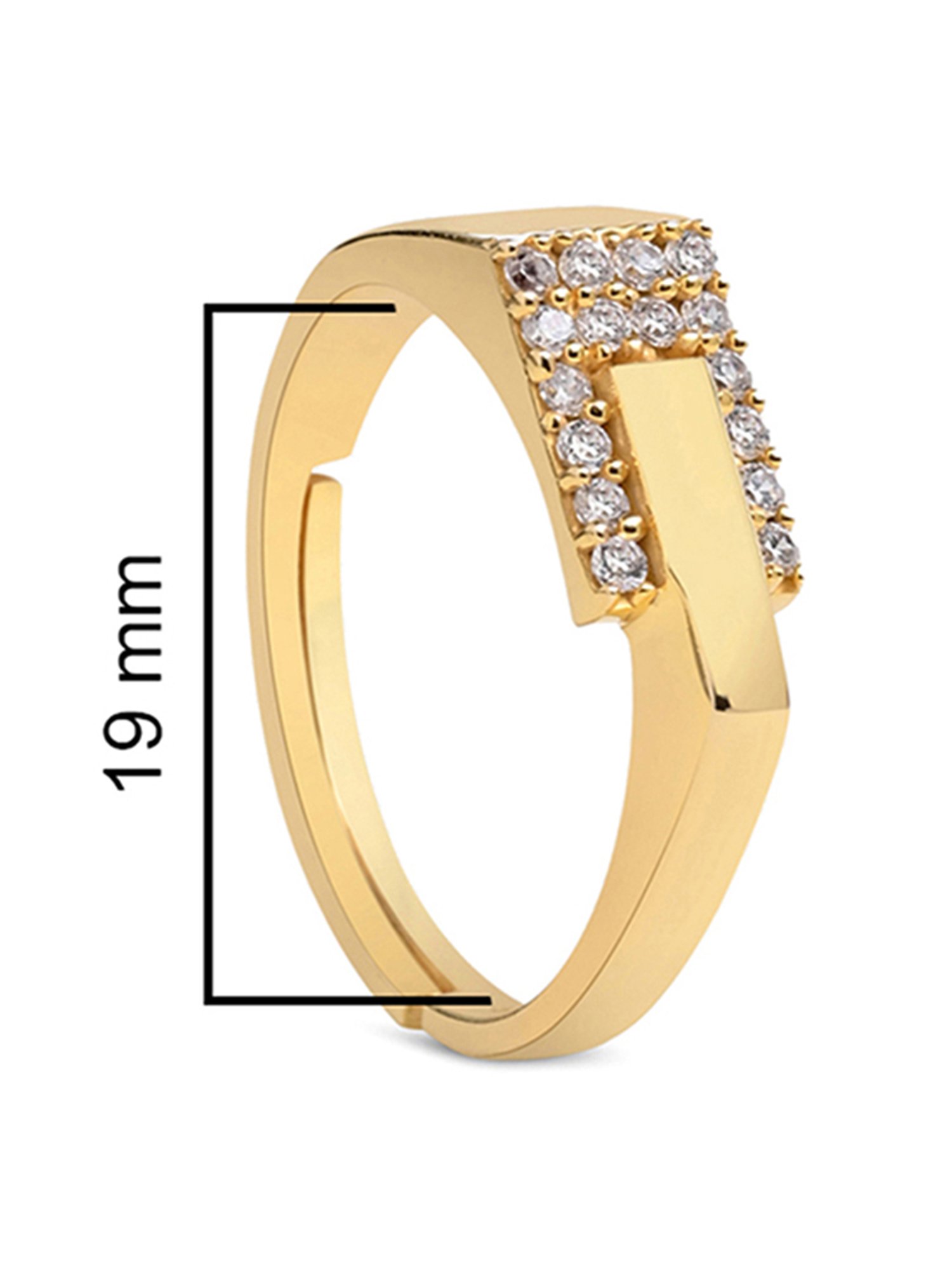 March by FableStreet 18K Gold-Plated Adjustable Zircon Men's Ring in 925 Silver