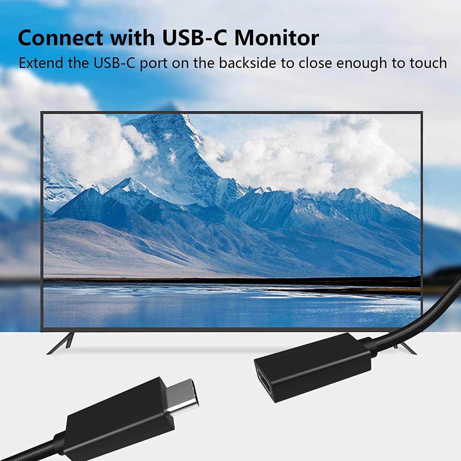 USB-C Extension Cable, USB 3.1 Gen2 Type C Extender Cord Support 10Gbps Data Syncing, USB C to USB C Male to Female 100W Fast Charging, and 4K 60Hz Video Stream