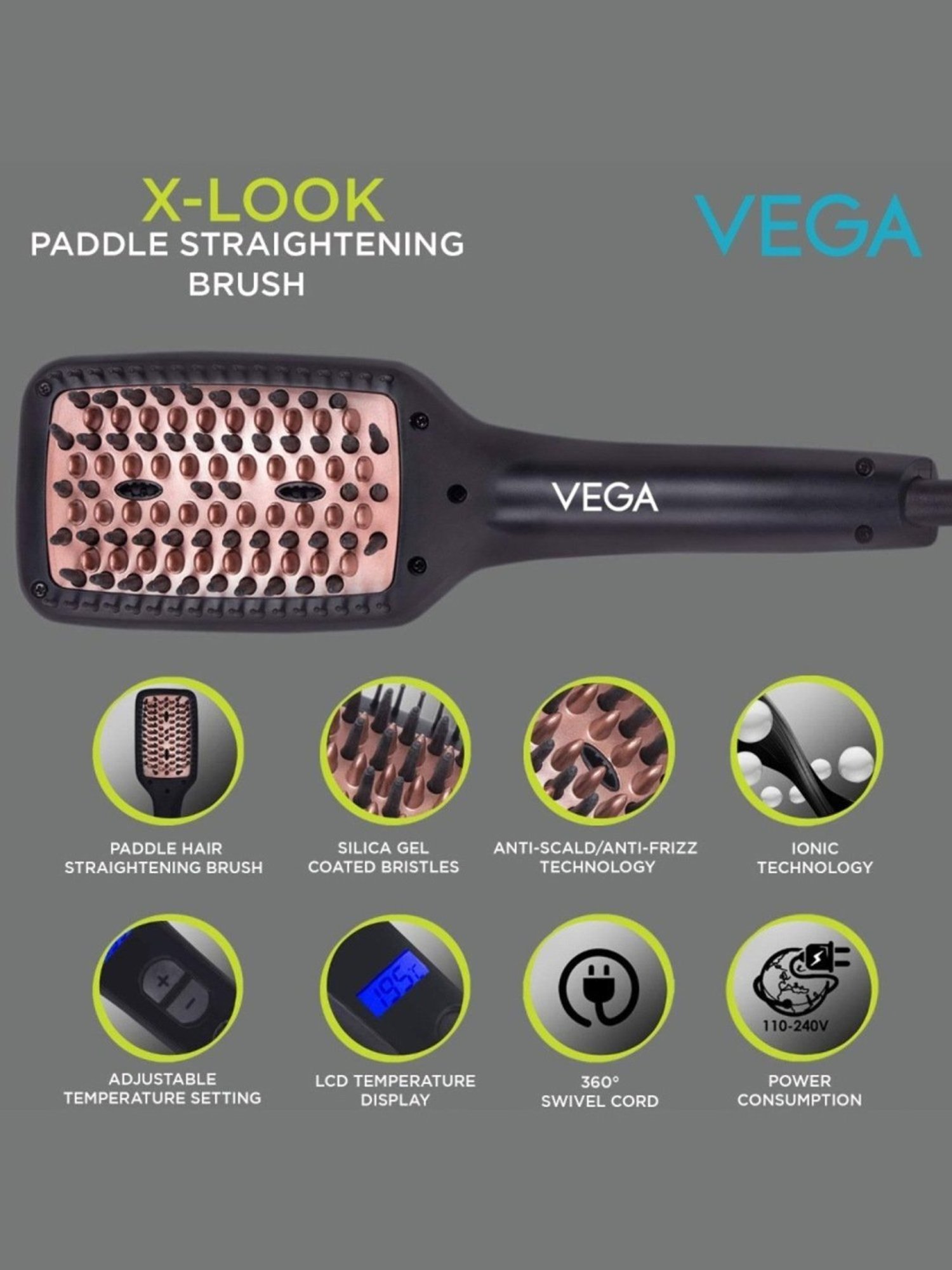 Nova NHC-522CRM Professional Hair Straightener (Black)