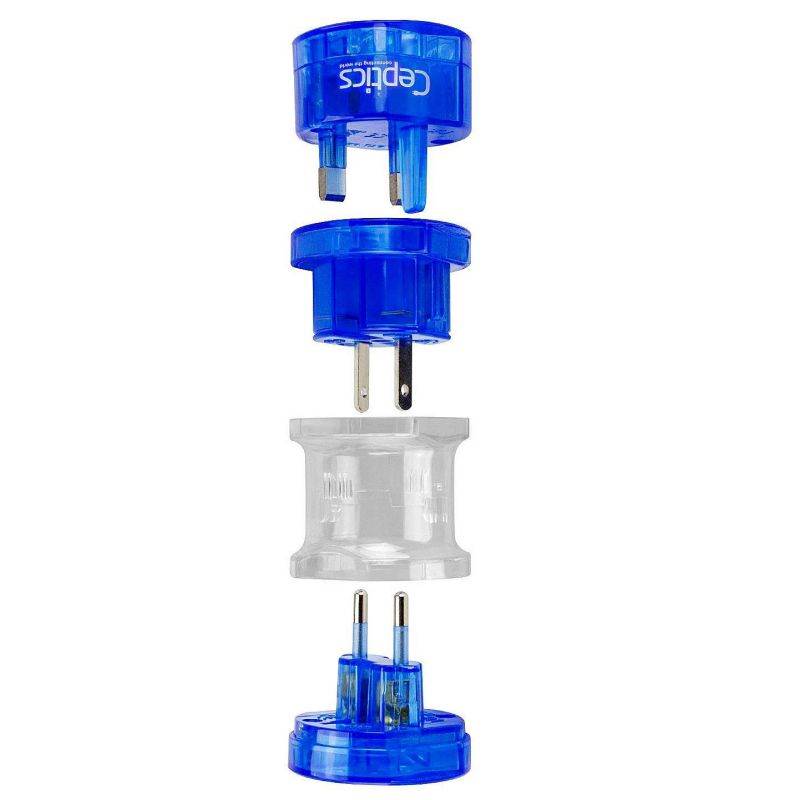 Ceptics International Travel Plug Adapter Kit - Small Sized - Blue