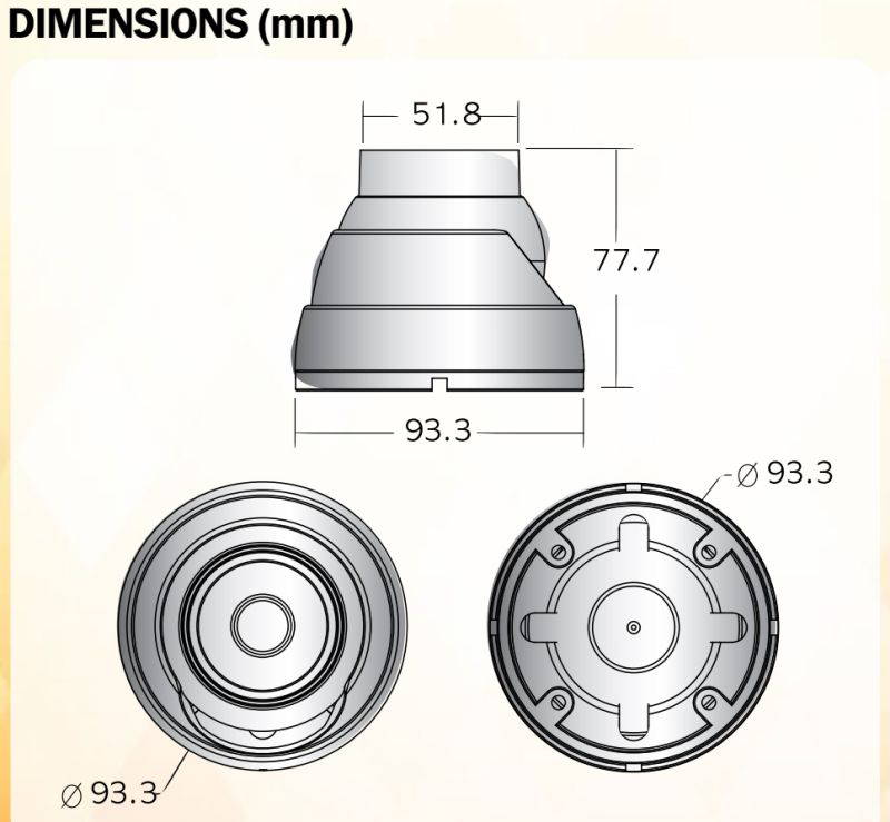 Eyemax HD TVI, TIB-2022-B28 1080P In/Outdoor IR Turret Camera, 2.8mm Wide 12V DC Grey ( Made In Korea )