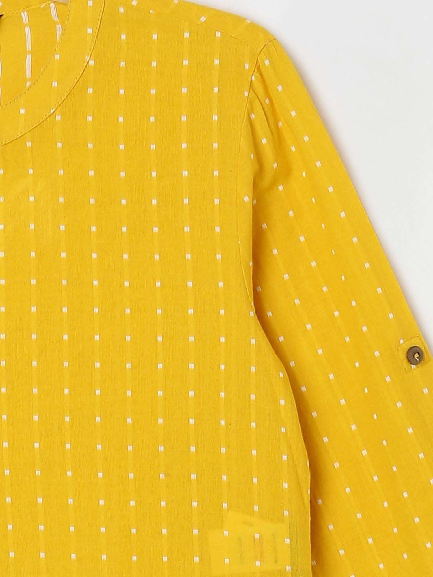 Melange by Lifestyle Kids Yellow & White Cotton Printed Full Sleeves Kurta Set