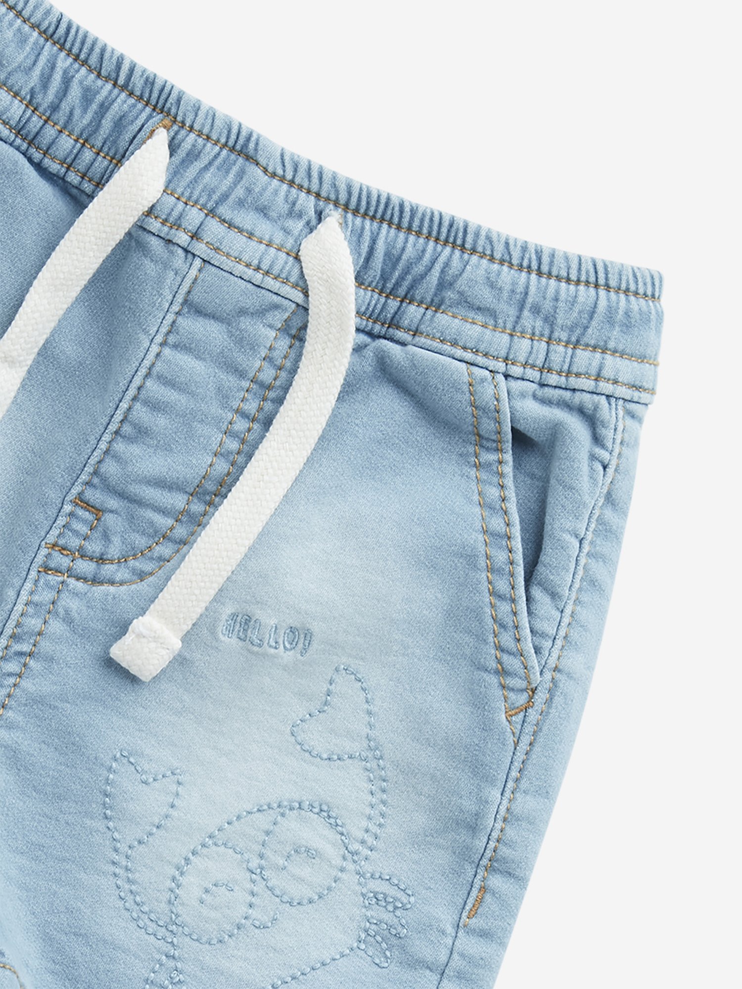 HOP Baby by Westside Light Blue Faded Mid-Rise Denim Shorts