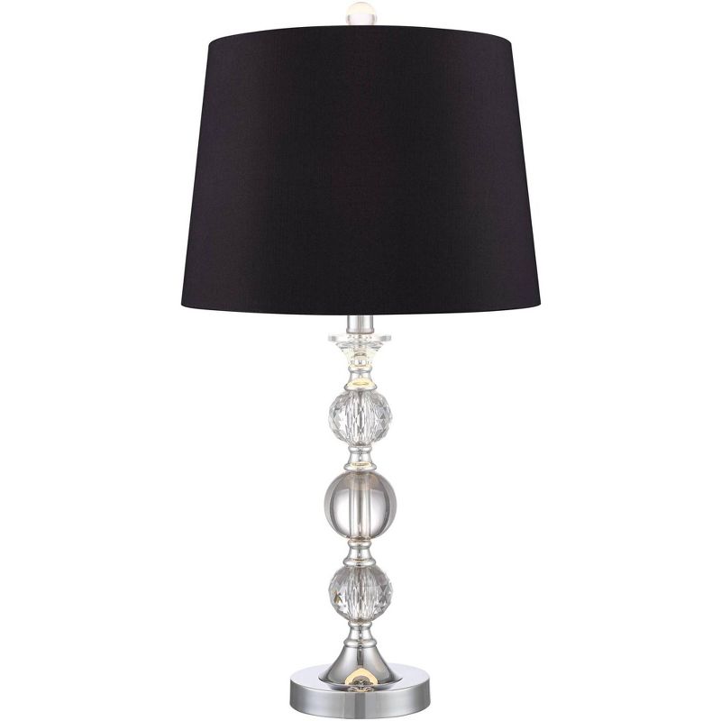 360 Lighting Solange Silver Stacked Crystal Black Shade Table Lamps Set of 2