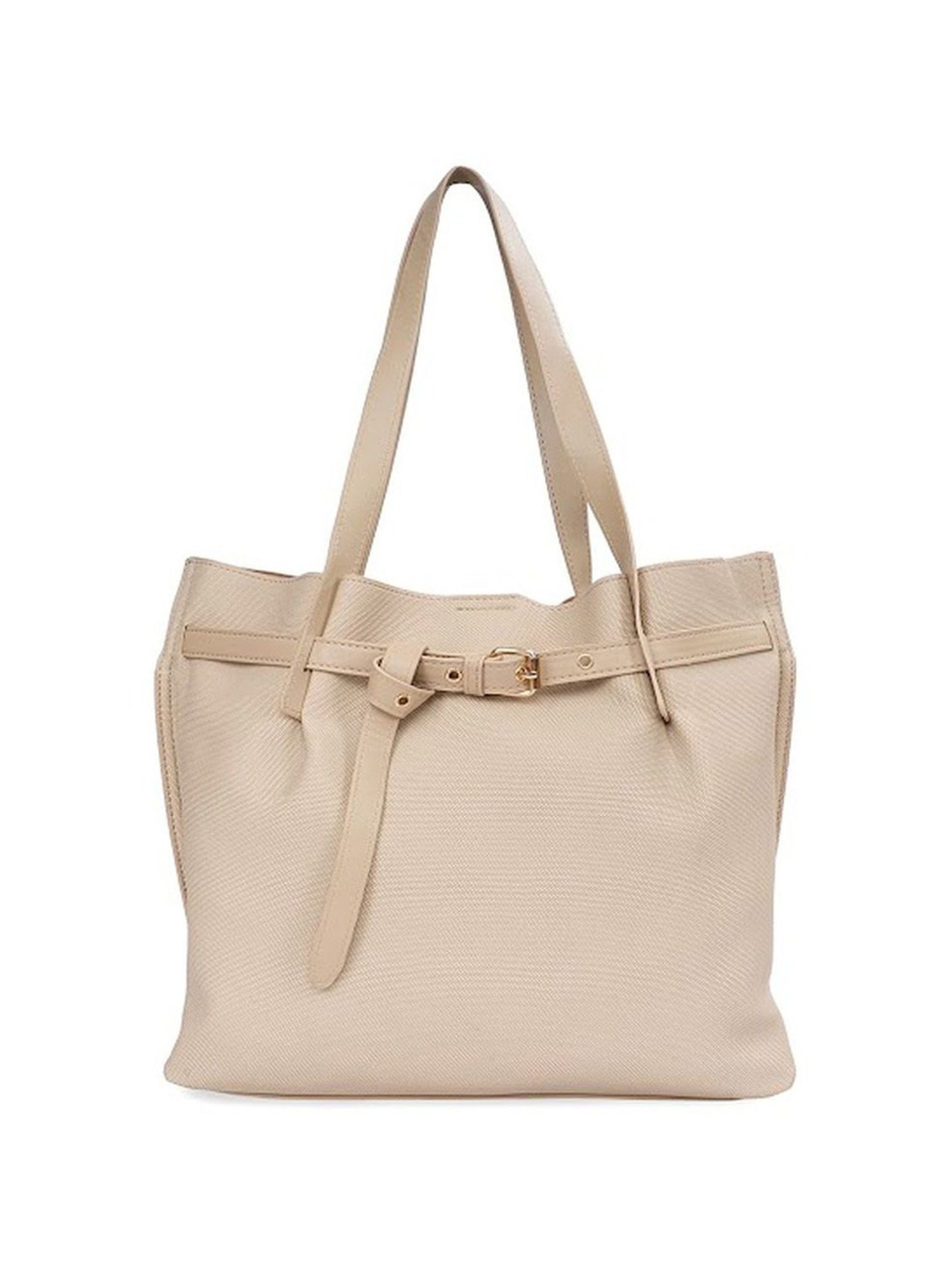 Sugarush Ancy Beige PU Solid Tote Handbag