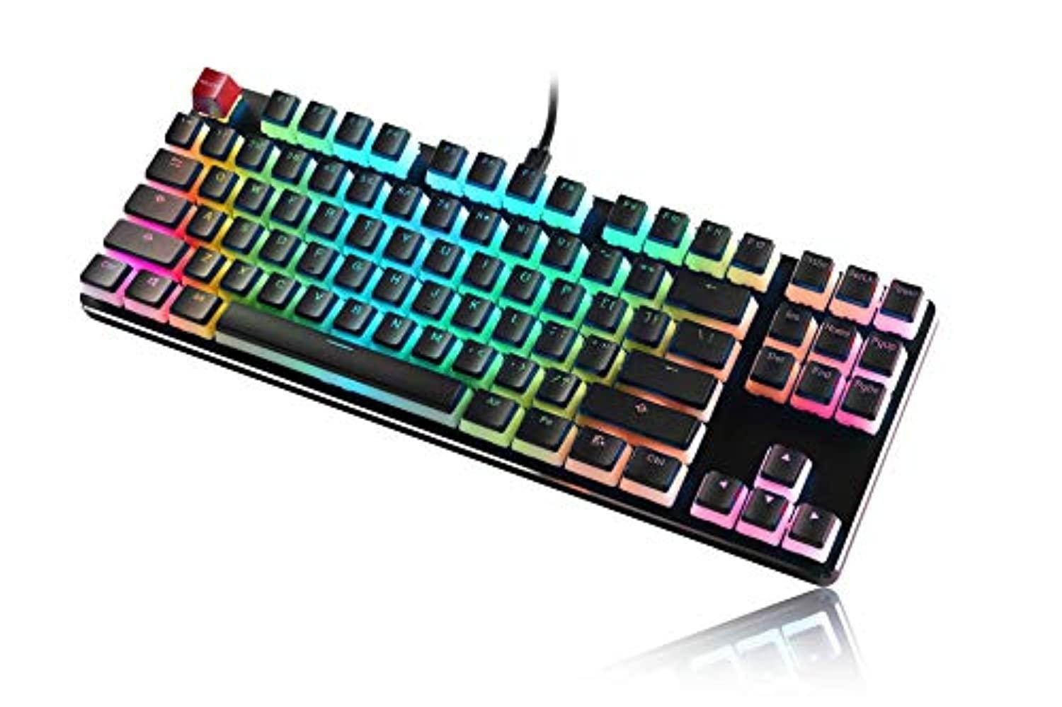 glorious aura keycaps for mechanical keyboards - pbt, pudding, double shot, black, standard layout | 104 key, tkl, compact compatible (aura (black))