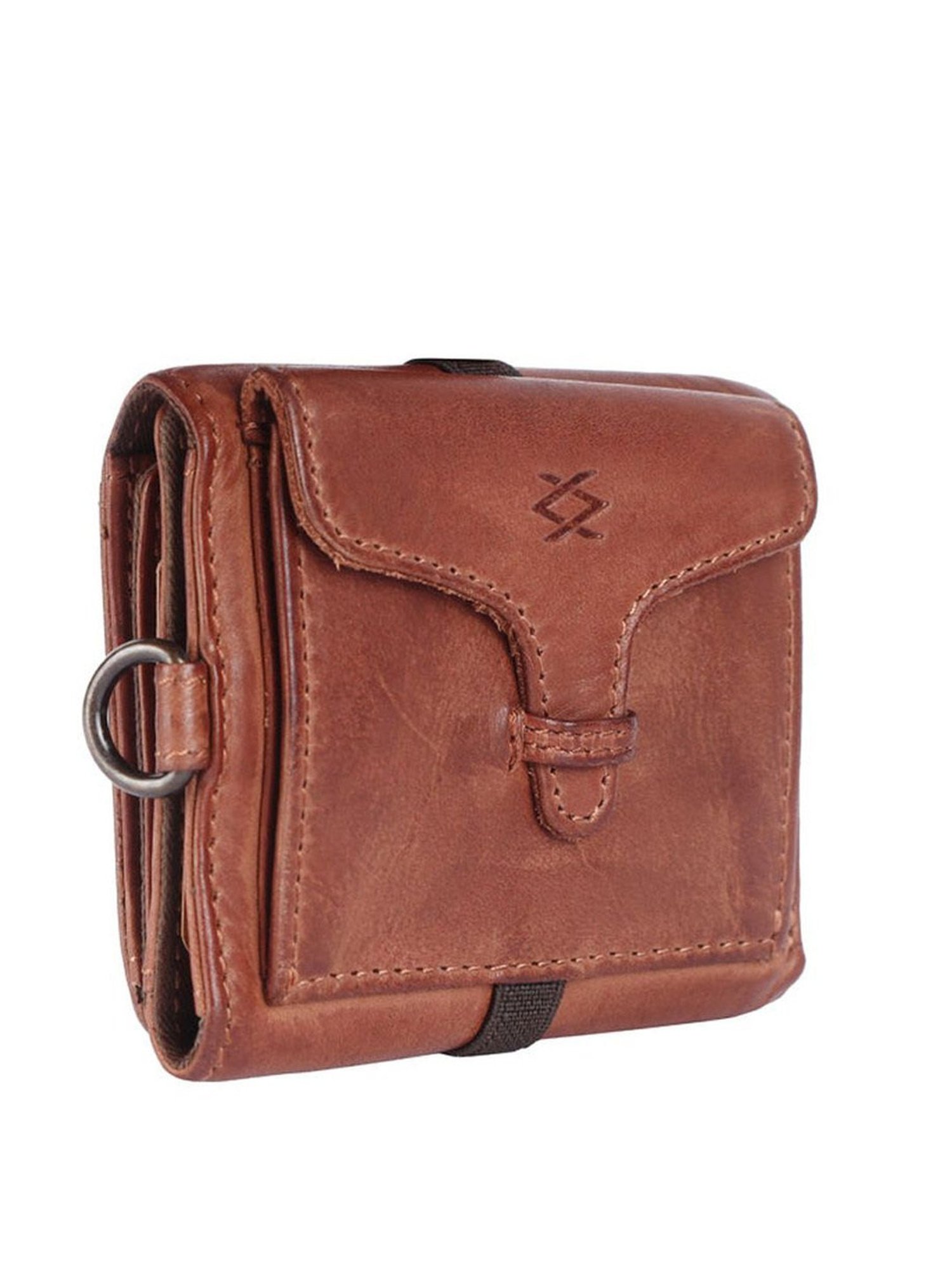 KOMPANERO Nico Cognac Leather Solid Bi-Fold Wallet