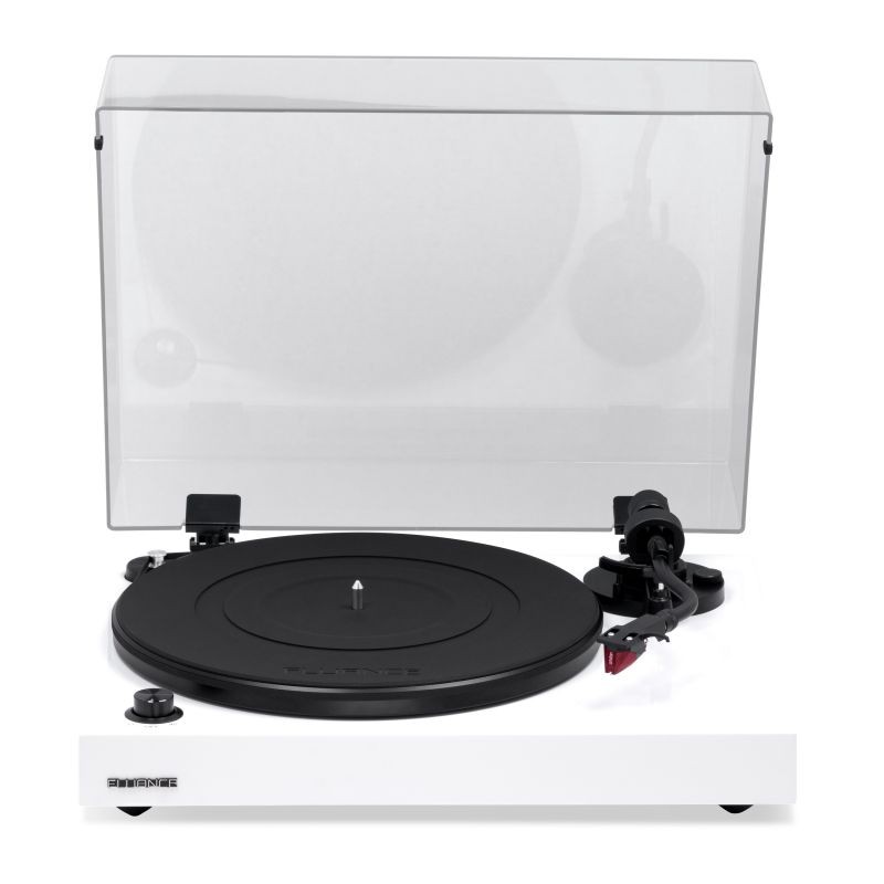Fluance RT83 Reference High Fidelity Vinyl Turntable Record Player with Ortofon 2M Red Cartridge, Speed Control Motor, Solid Wood Plinth, Vibration Isolation Feet - Piano White