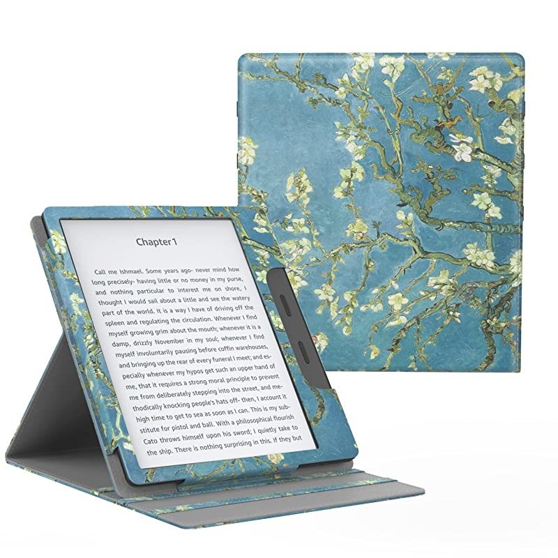 Case Fits AllNew Kindle Oasis 9th and 10th Generation ONLY 2017 and 2019 Release Multi Angle Viewing Vertical Flip Cover with Auto WakeSleep Almond Blossom