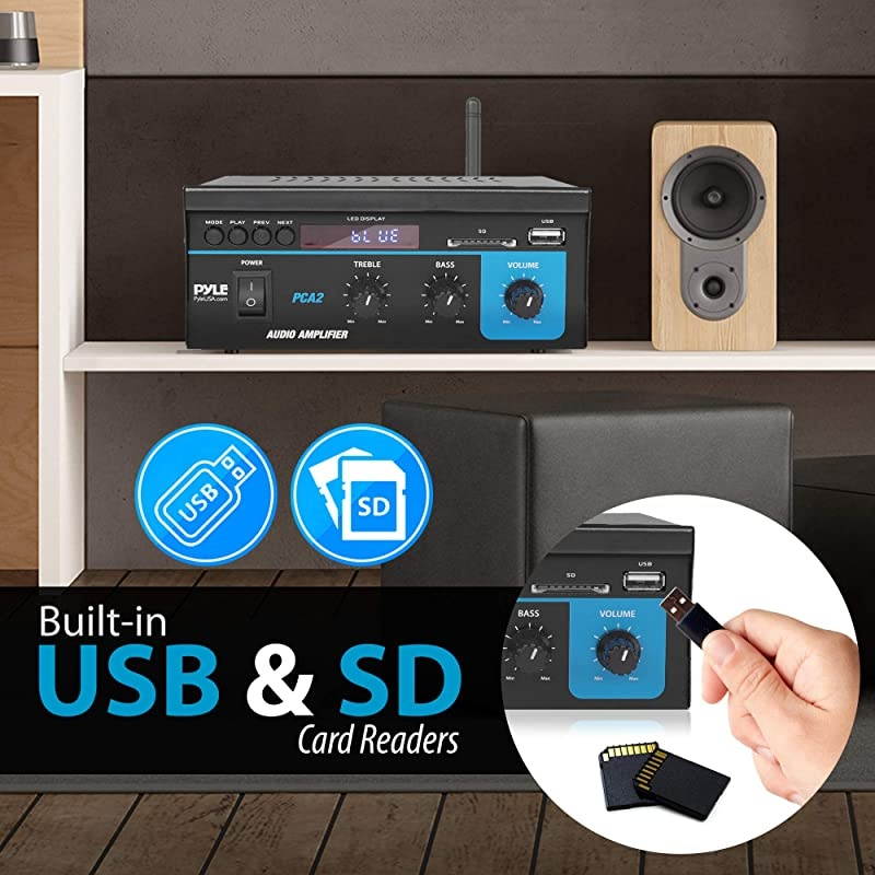 Home Audio Power Amplifier System 2X40W Mini Dual Channel Sound Stereo Receiver Box w LED For Amplified Speakers CD Player Theater via 35mm RCA for Studio Home Use  PCA2