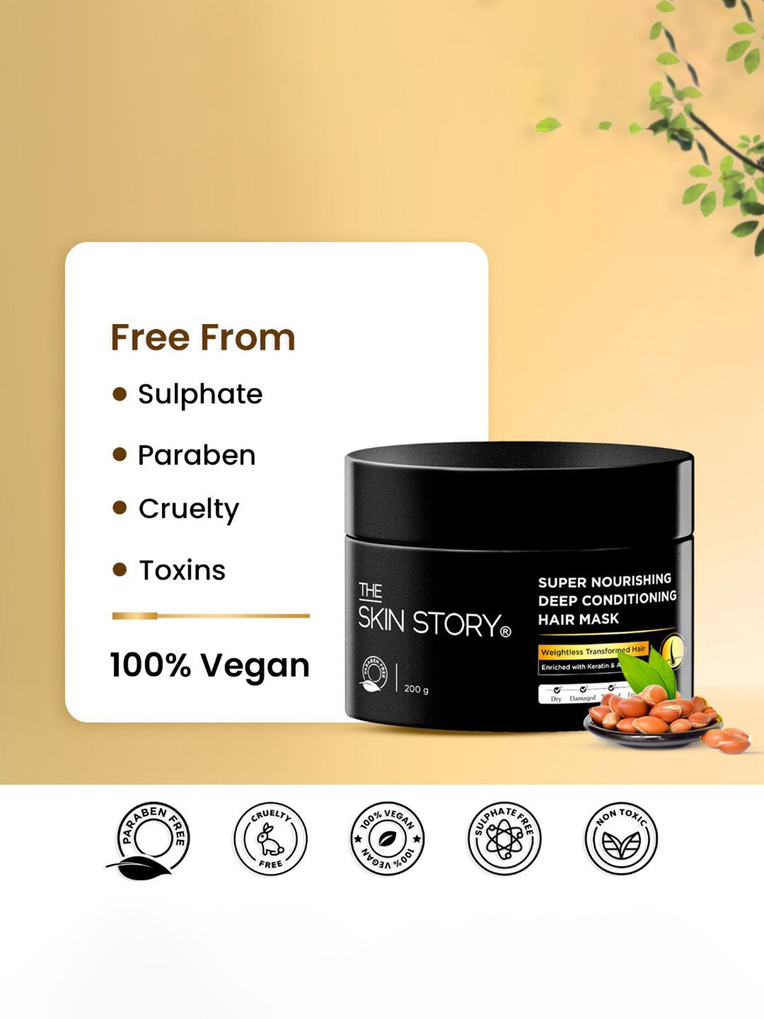 The Skin Story Keratin & Argan Oil Super Nourishing Deep Conditioning Hair Mask - 200 gm