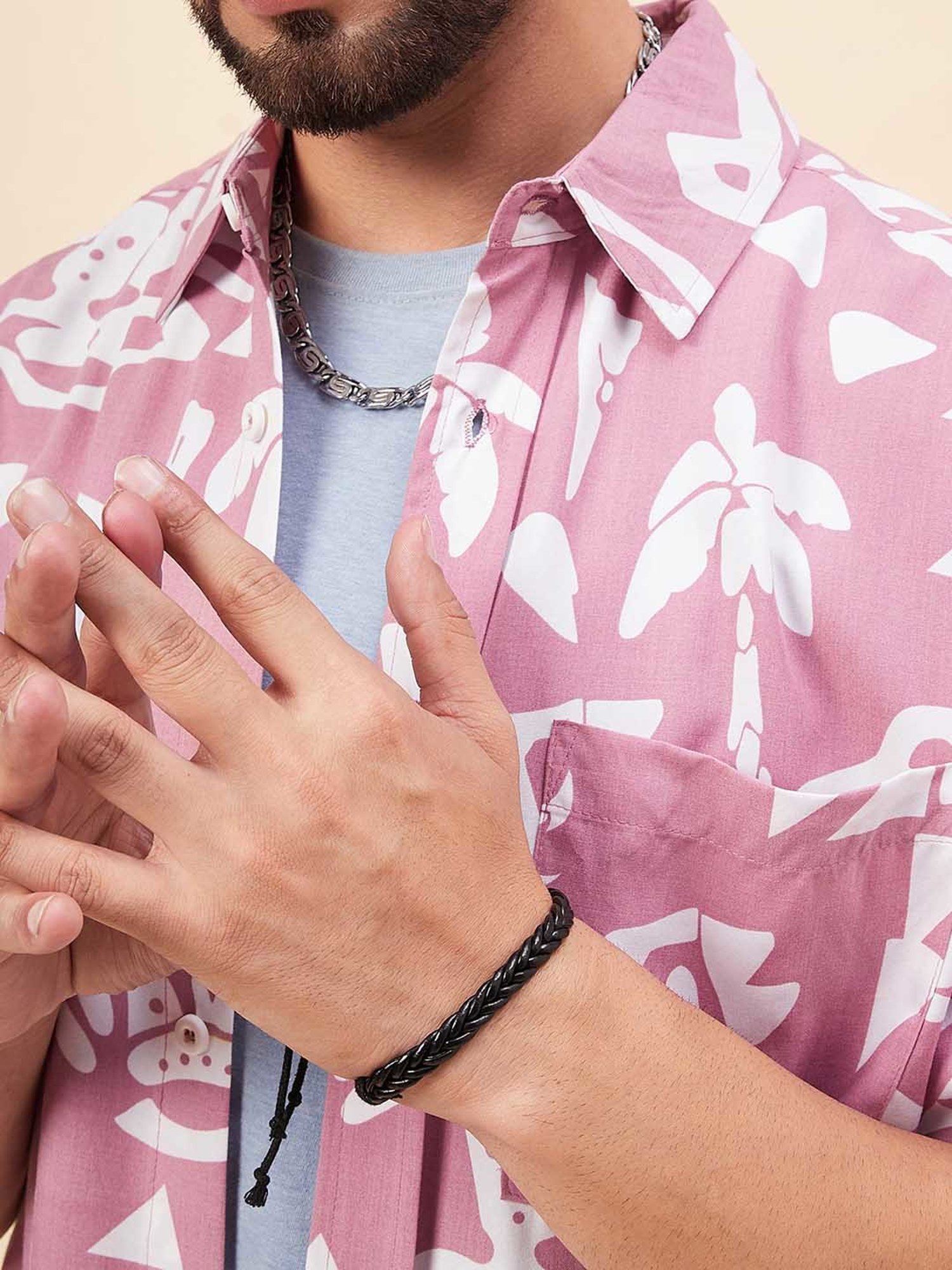 CHIMPAAANZEE Pink Relaxed Fit Printed Oversized Shirt