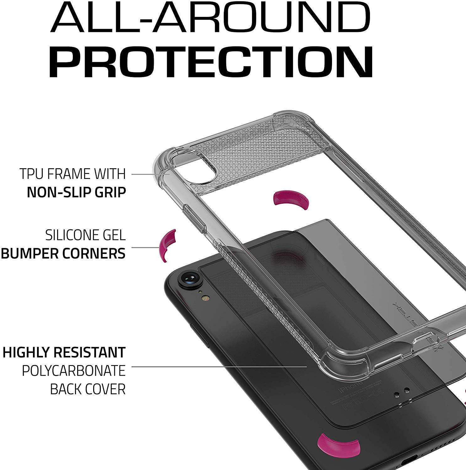 Moshi Vitros Clear Case for iPhone 11 - For Apple iPhone 11 Smartphone - Clear, Raven Black - High Gloss