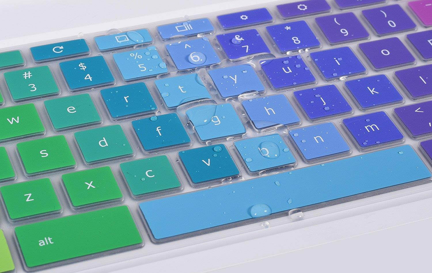 Ultra Thin Colorful Keyboard Protector Cover for ASUS Chromebook Flip C302CA-DH54 C302CA-DHM4 12.5-Inch Chromebook Laptop, Rainbow