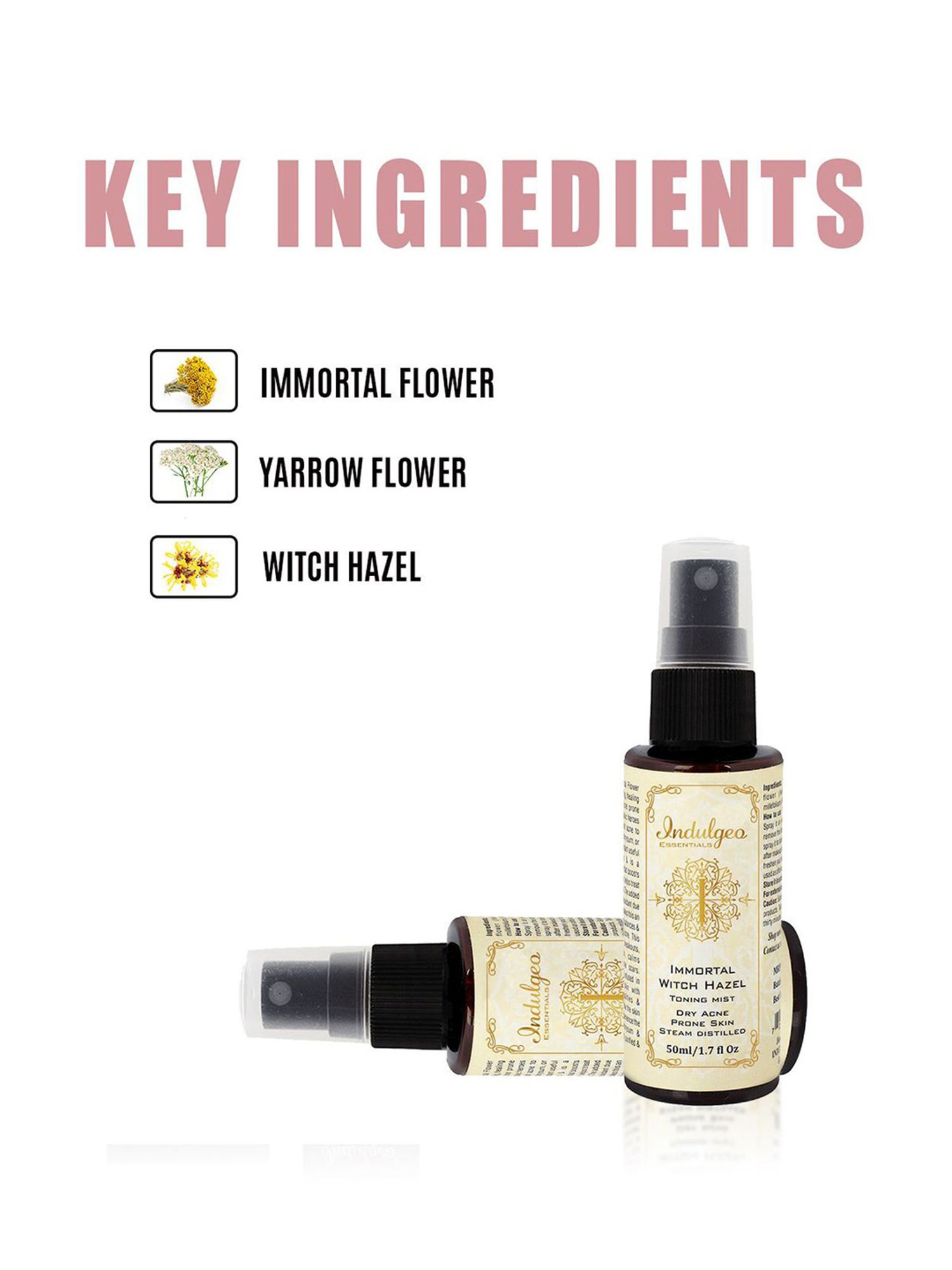 Indulgeo Essentials Immortal Witch Hazel Facial Mist & Toner - 50 ml