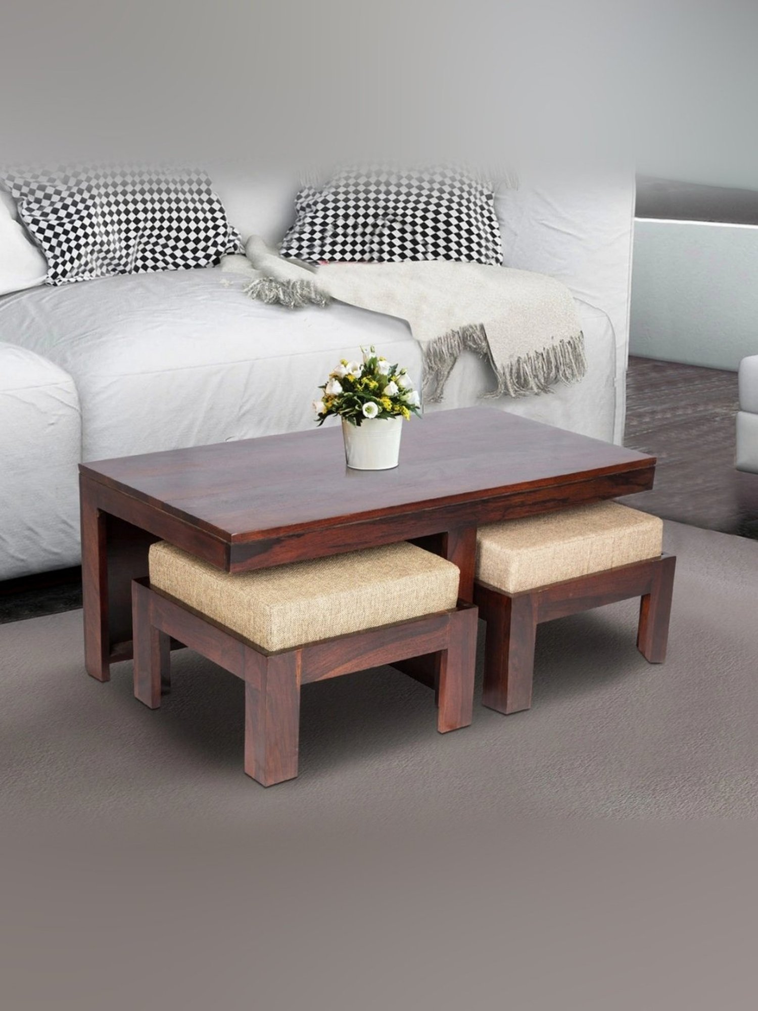 Ikiriya Irish Dark Brown Wood Coffee Table Dark Walnut Finish