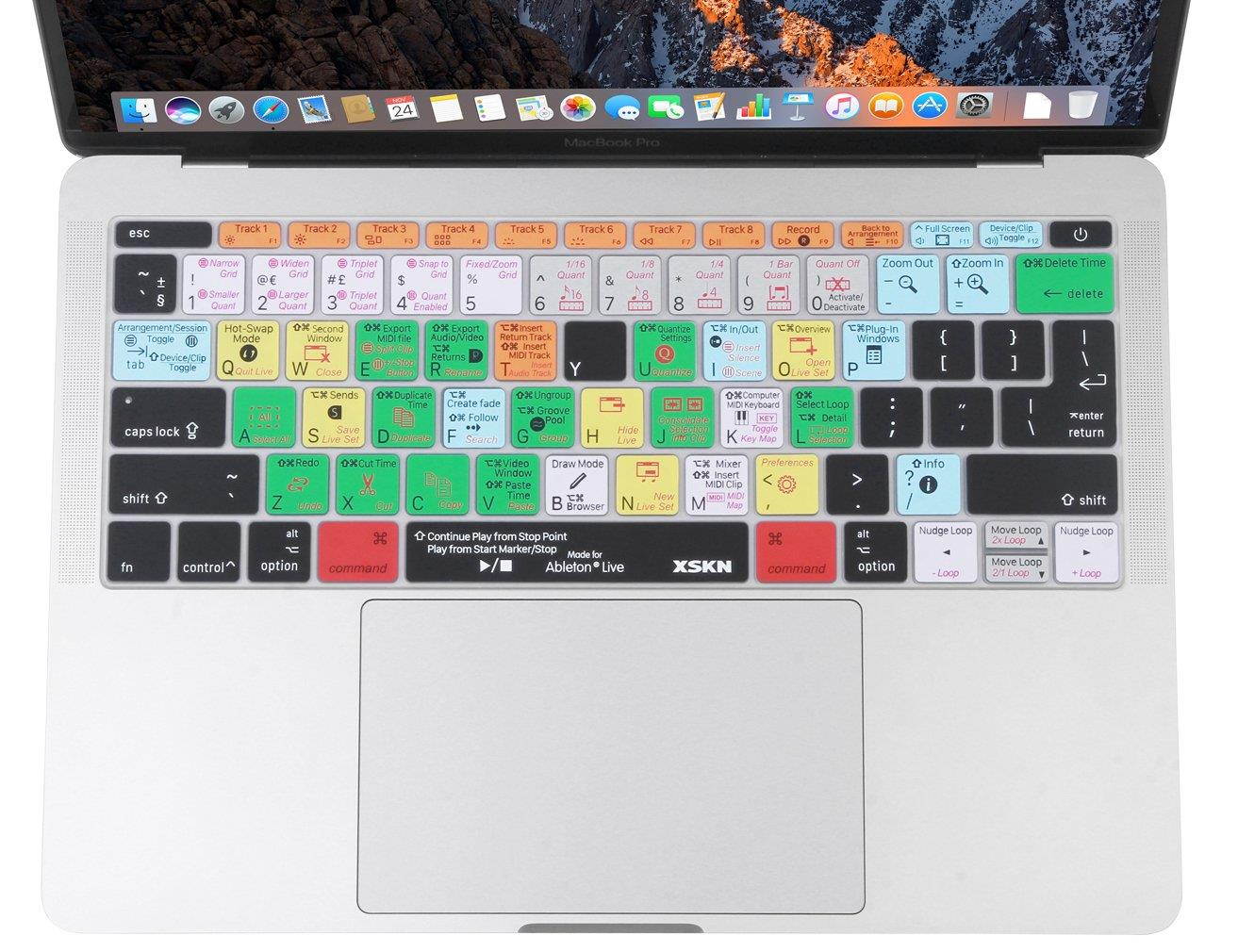 XSKN 2016 Shortcut Design Series Keyboard Skin Cover for New Macbook 12 (2015 Model A1534) and New MacBook Pro 13 (2016 Newest Version Model A1708, No Touch Bar), US&EU Version (Ableton)