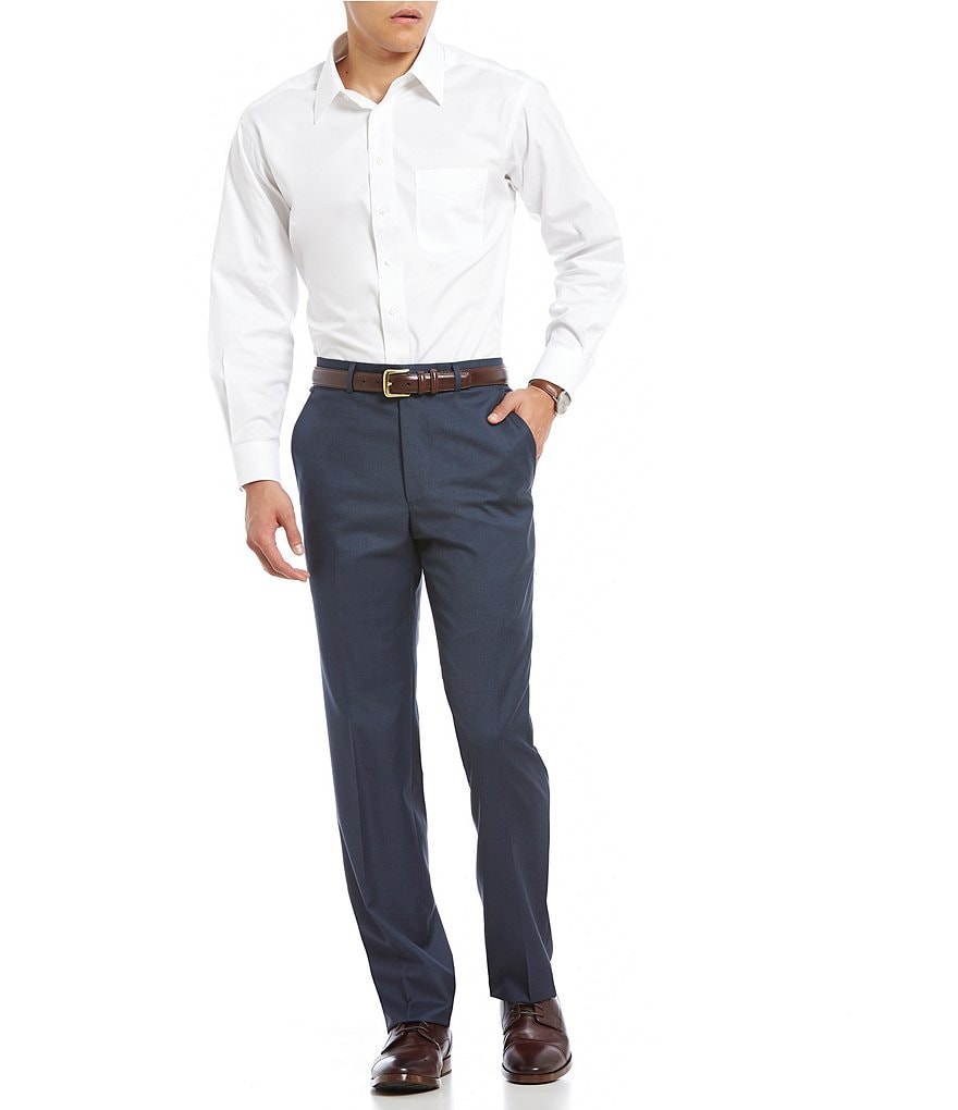 Santorelli Luxury Modern-Fit Flat Front Wool Dress Pants