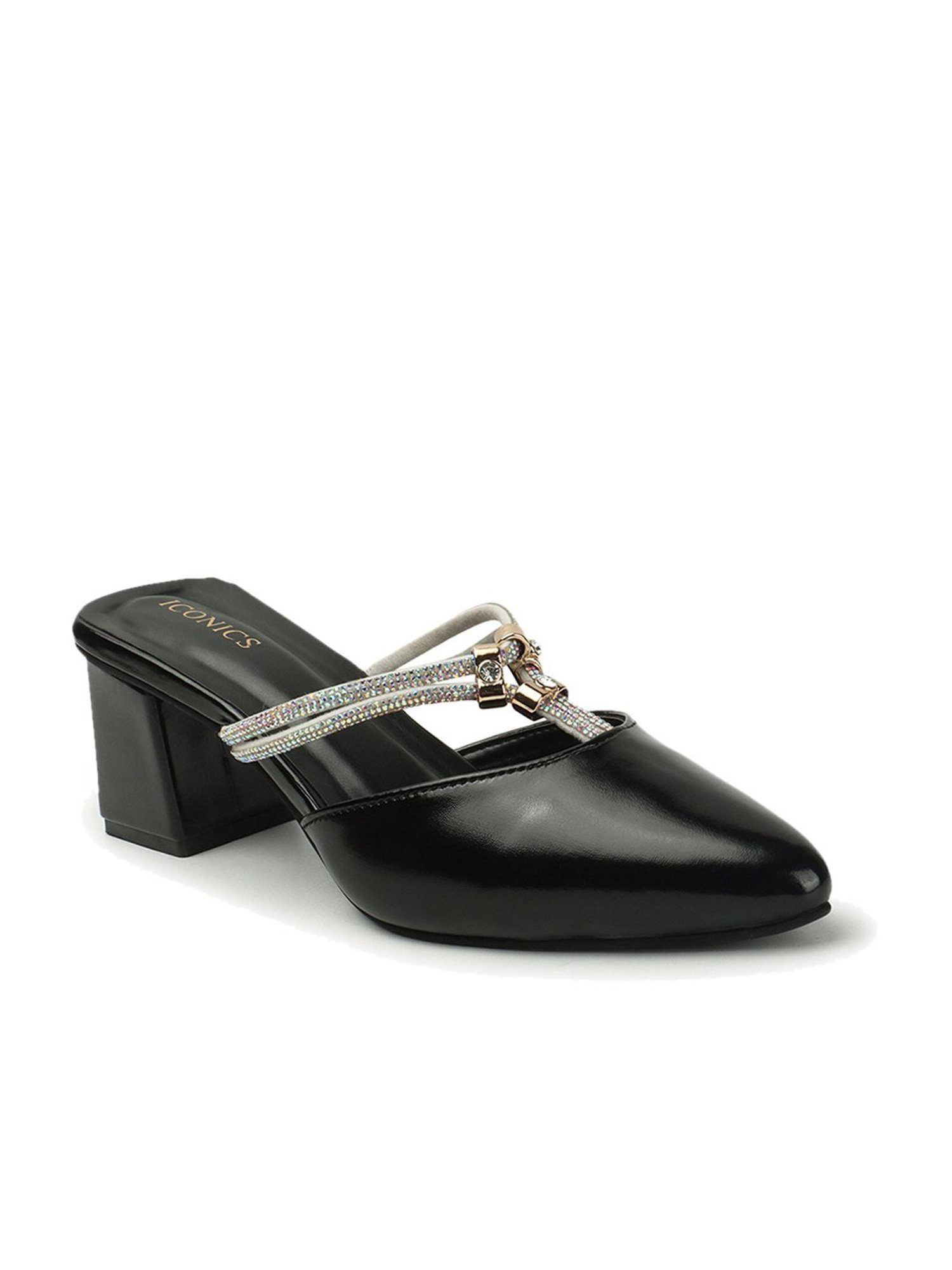 Iconics Women's Black Mule Shoes