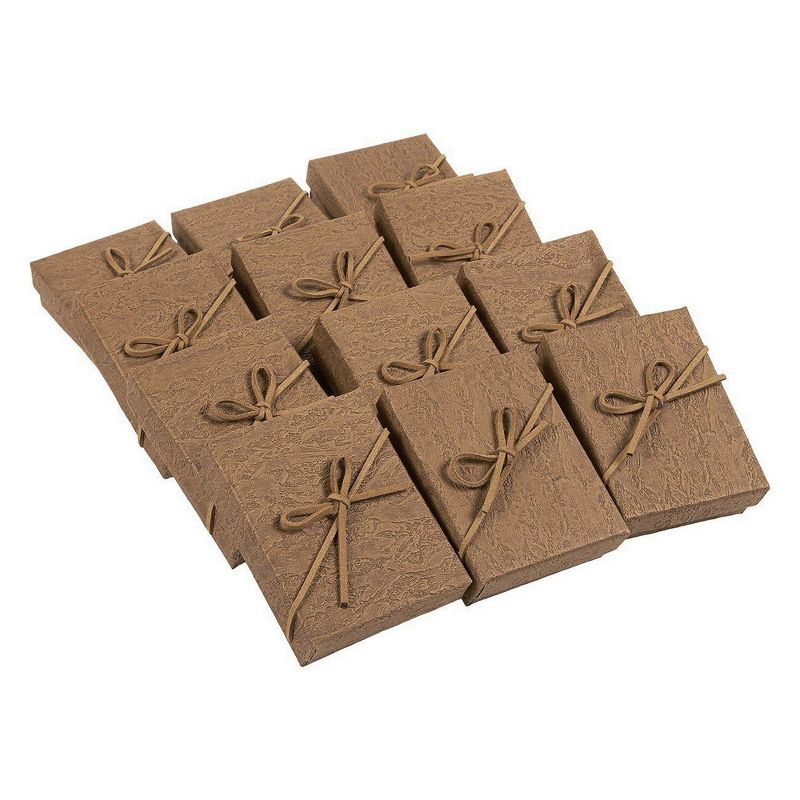 Juvale Gift Box Set 12-Piece Jewelry Gift Boxes for Rings Pendants Necklaces Ideal for Anniversaries Weddings Birthdays Brown 3.6 x 1 x 2.7 Inches