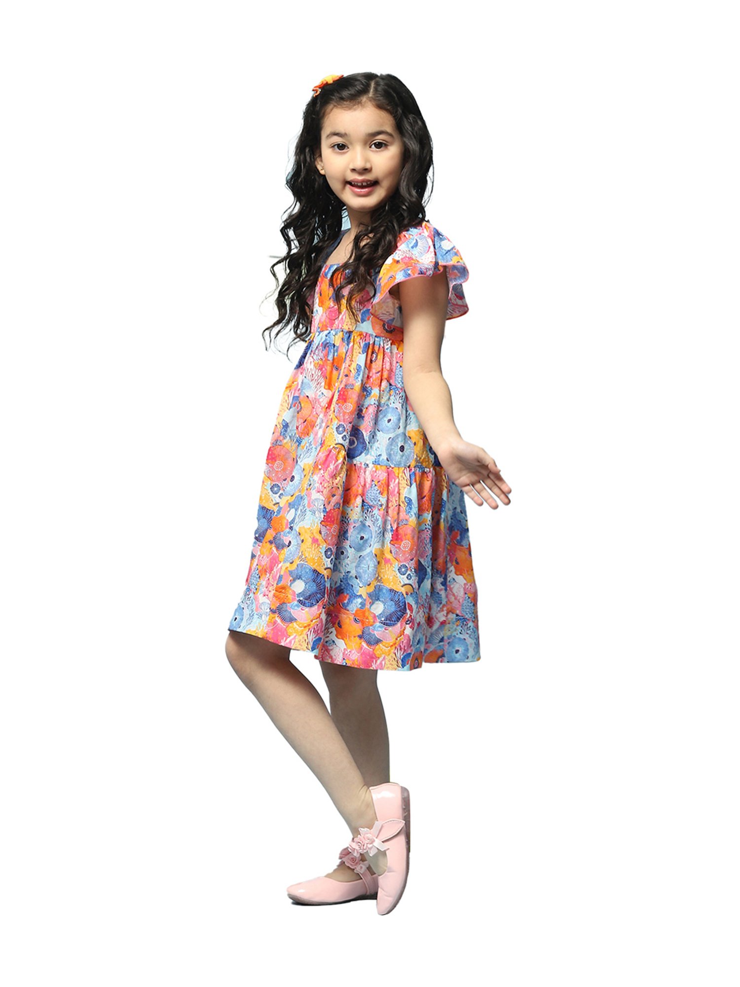 BIBA Girls Kids Multicolor Cotton Printed Dress