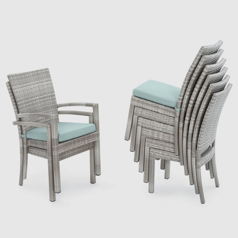 Cannes 9pc Dining Seating Set in Spa Blue - RST Brands