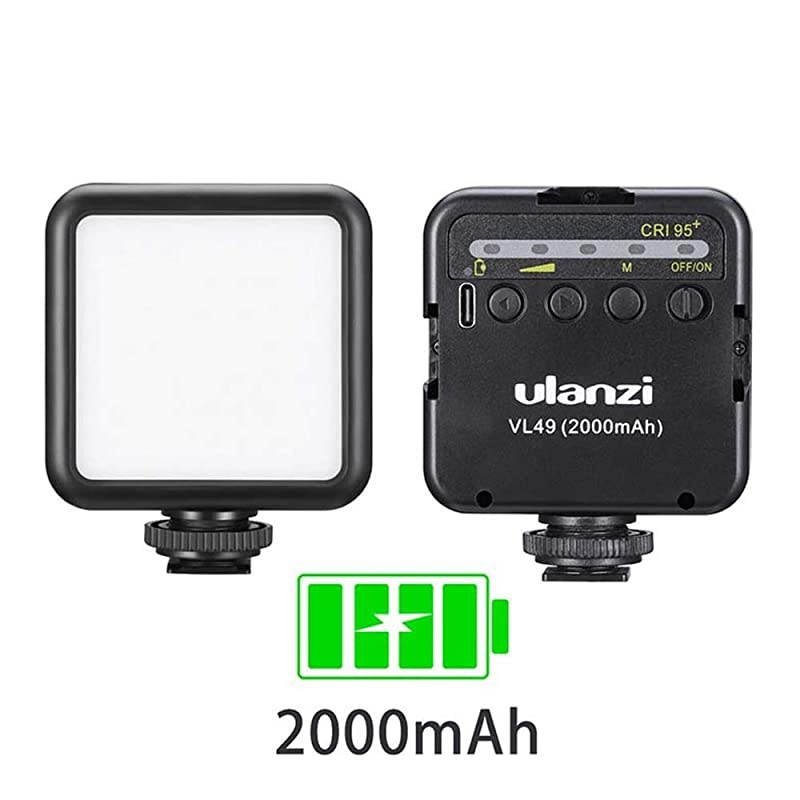 VL49 2000mAh LED Video Light w 3 Cold Shoe Rechargeable Soft Light Panel for DJI OSMO Mobile 3 OM 4 Pocket Zhiyun Smooth Sony ZV1 A7 III RX100 VII Canon G7X III A6400 Camera GoPro 8 Vlogging