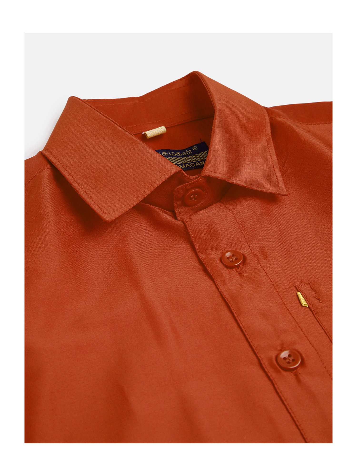 THANGAMAGAN Kids Rust Solid Lining Shirt