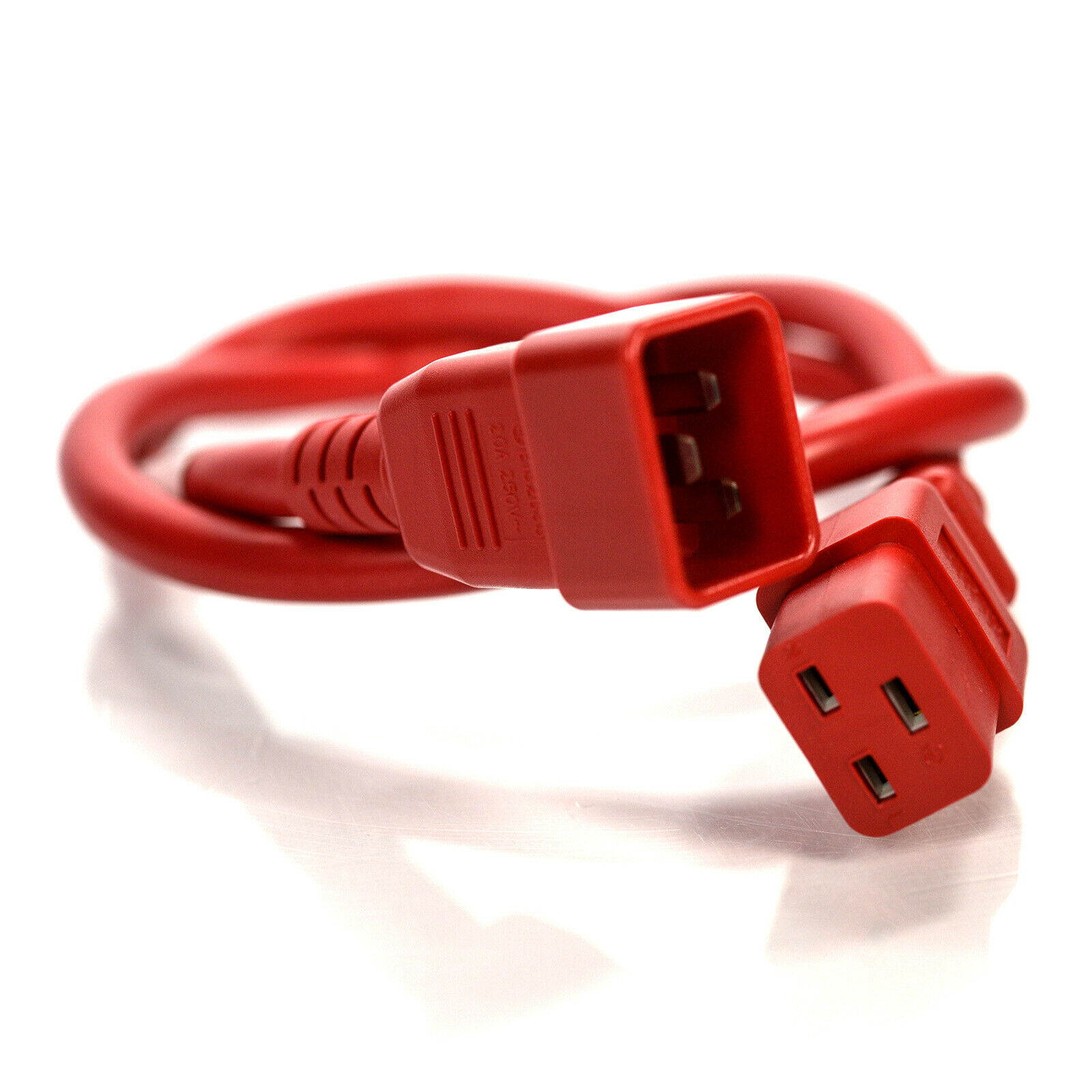 StayOnline C20 Plug to C19 Connector 20a/250v PFC2012E36R 3 ft Red AC Power Cord