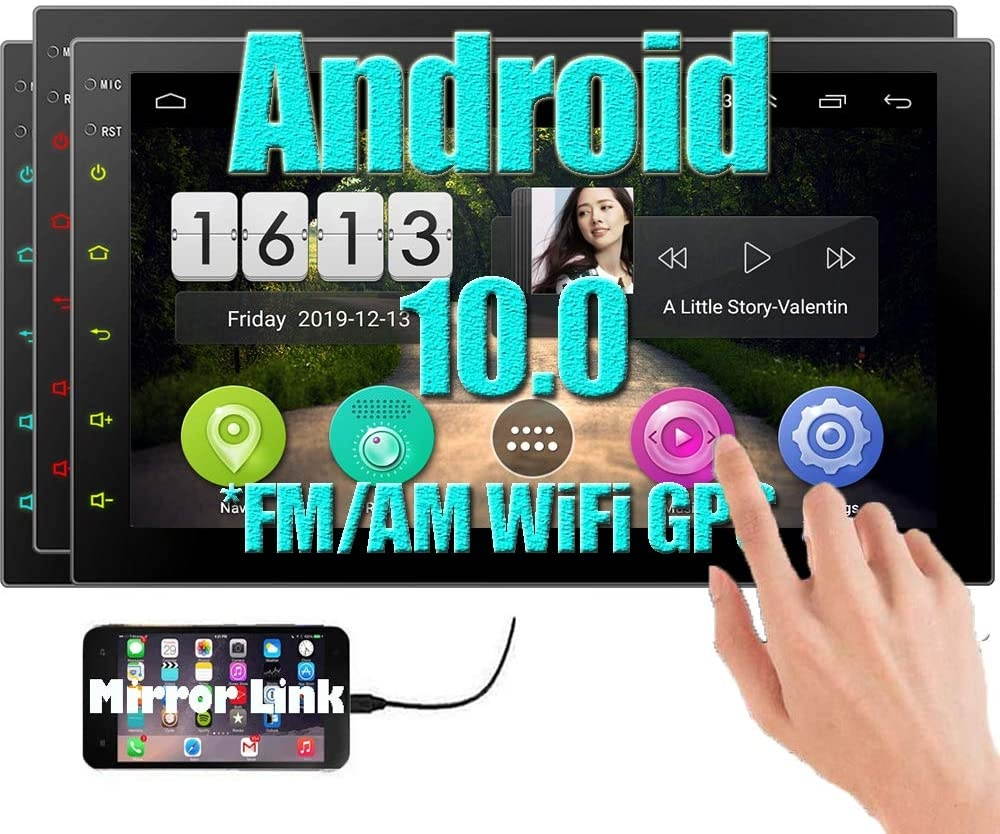 EINCAR Double Din Car Stereo Autoradio Bluetooth System 7 INCH Android 10.0 2 Din Head Unit GPS Navigation In Dash 1080p Video Audio Player Support WiFi USB SD Mirrorlink Capacitive Touchscreen